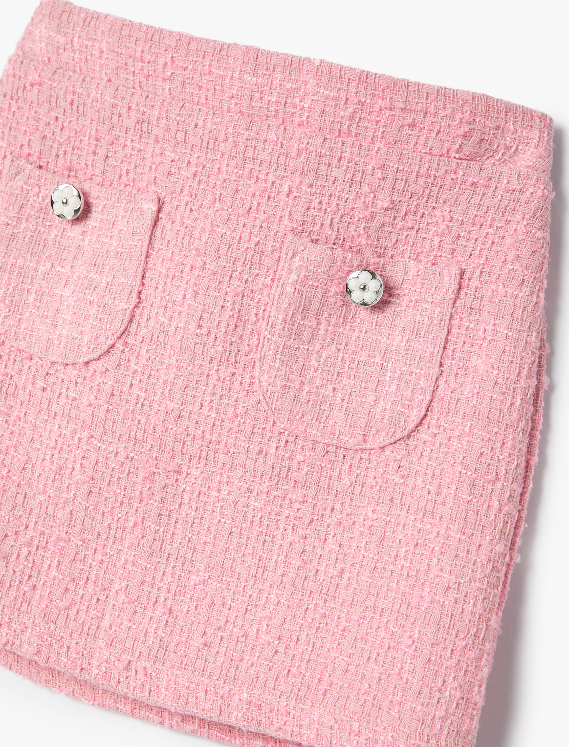  Kız Bebek Tüvit Etek Cepli Düğme Detaylı Kazayağı Desenli