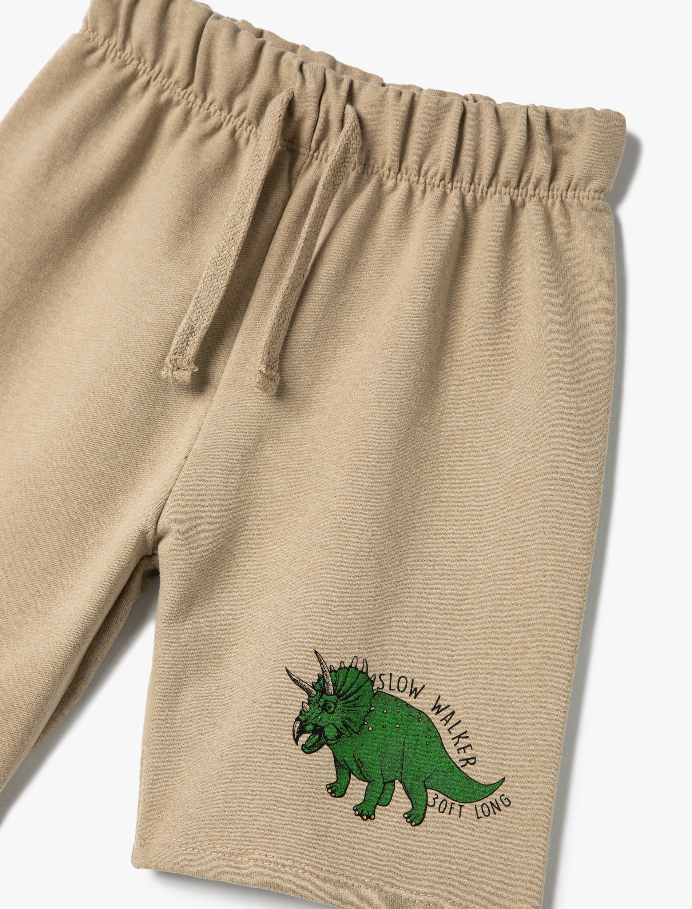  Erkek Çocuk Şort Beli Bağlamalı Dinozor Baskı Detaylı