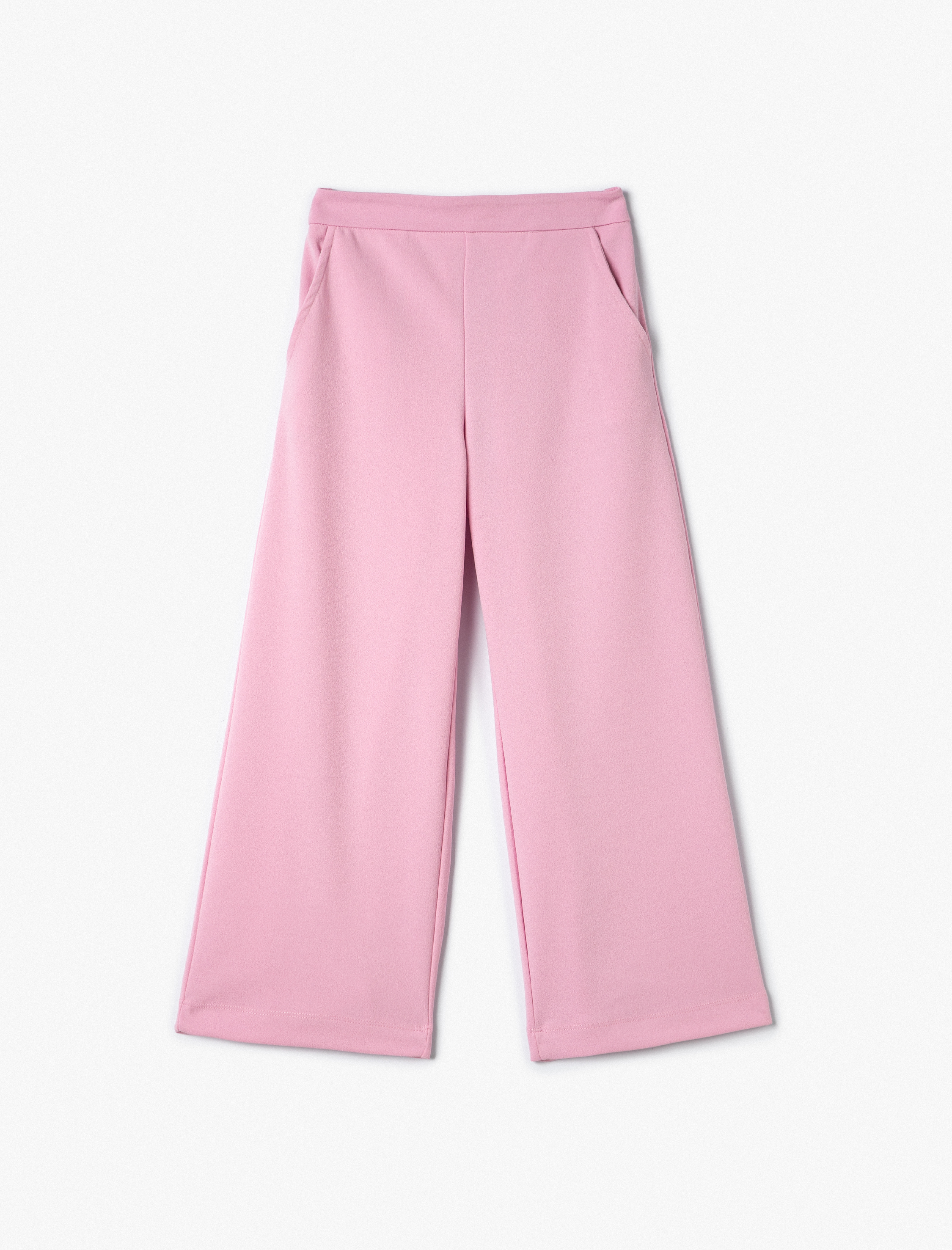  Kız Çocuk Basic Bol Paça Pantolon Cep Detaylı