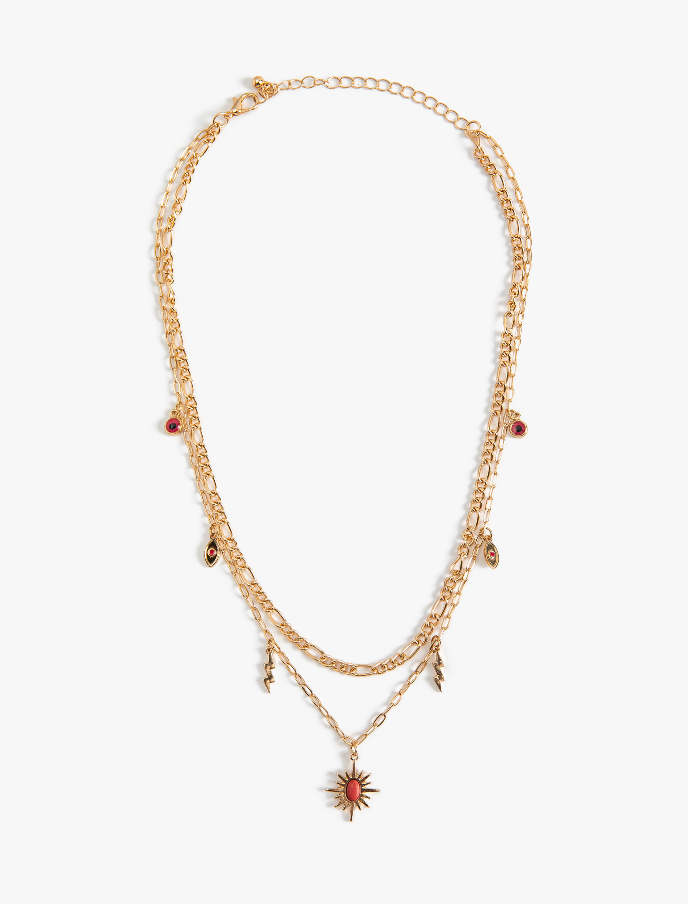  Kadın Taşlı Zincir Kolye 2 Sıralı