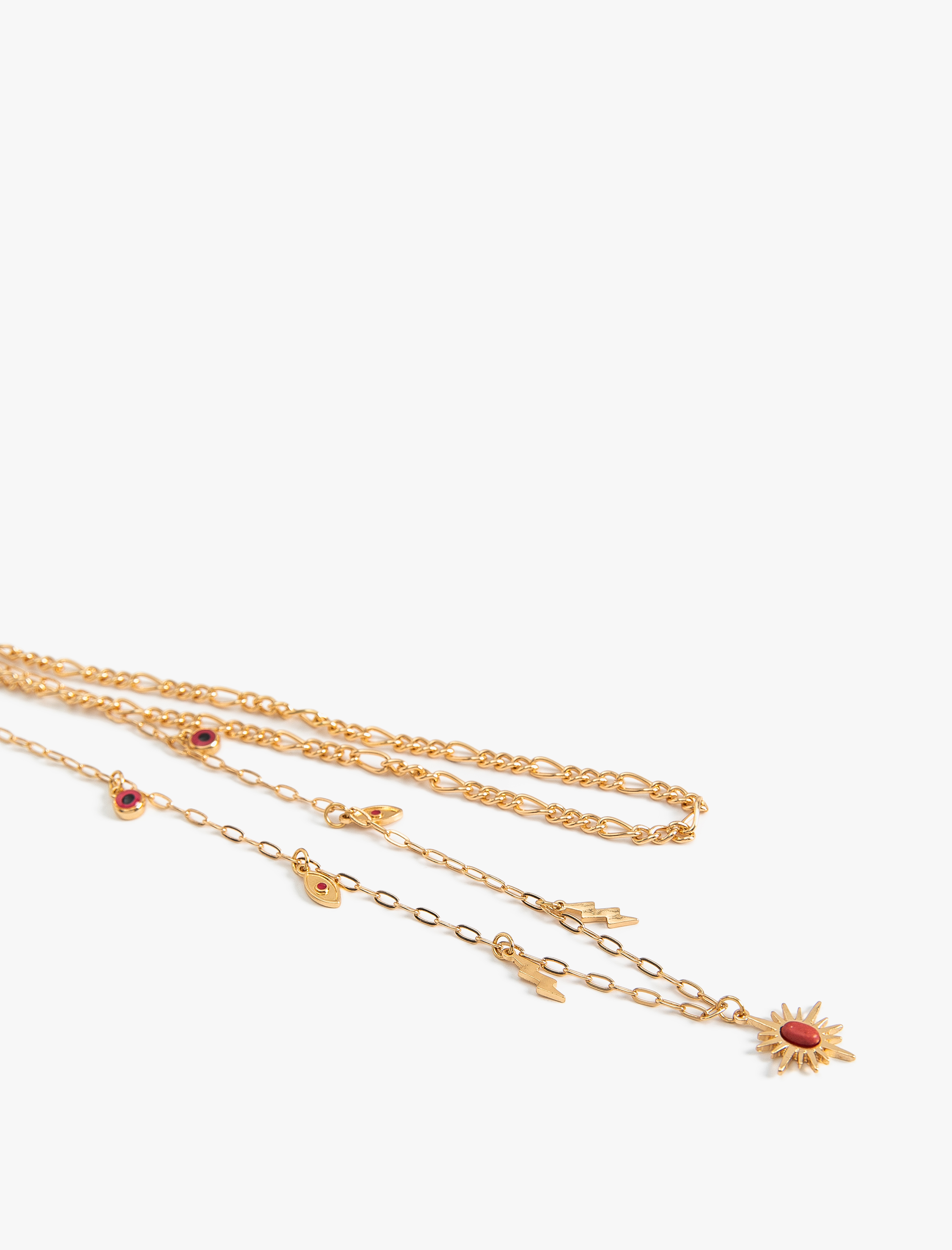  Kadın Taşlı Zincir Kolye 2 Sıralı