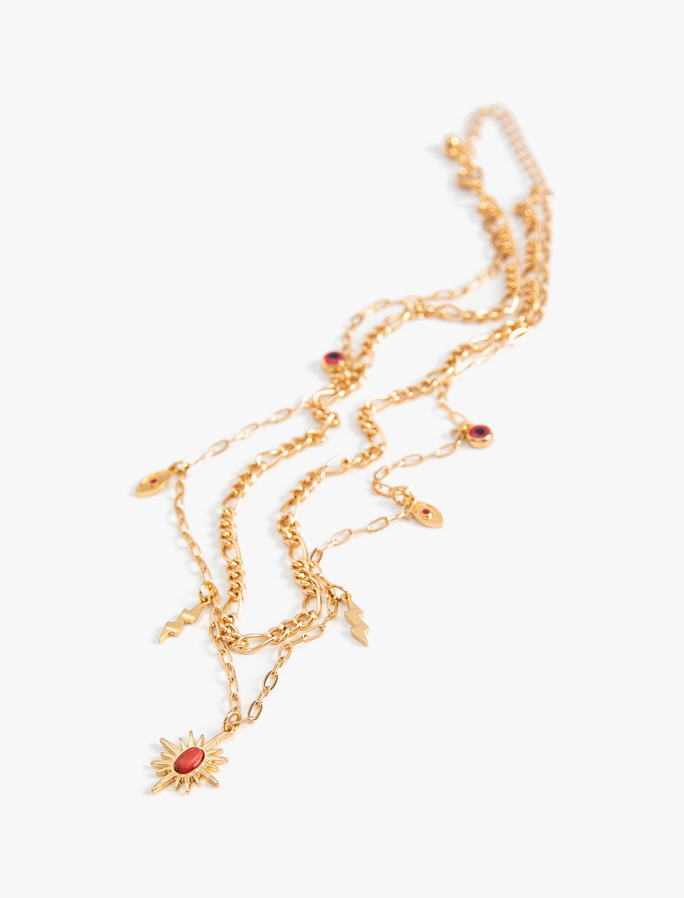  Kadın Taşlı Zincir Kolye 2 Sıralı