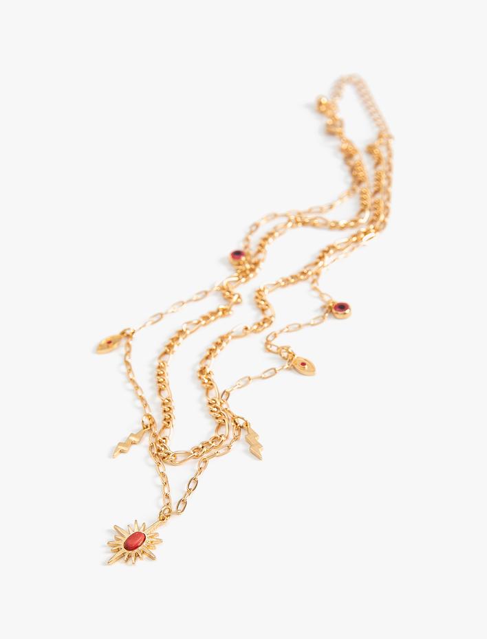 Kadın Taşlı Zincir Kolye 2 Sıralı