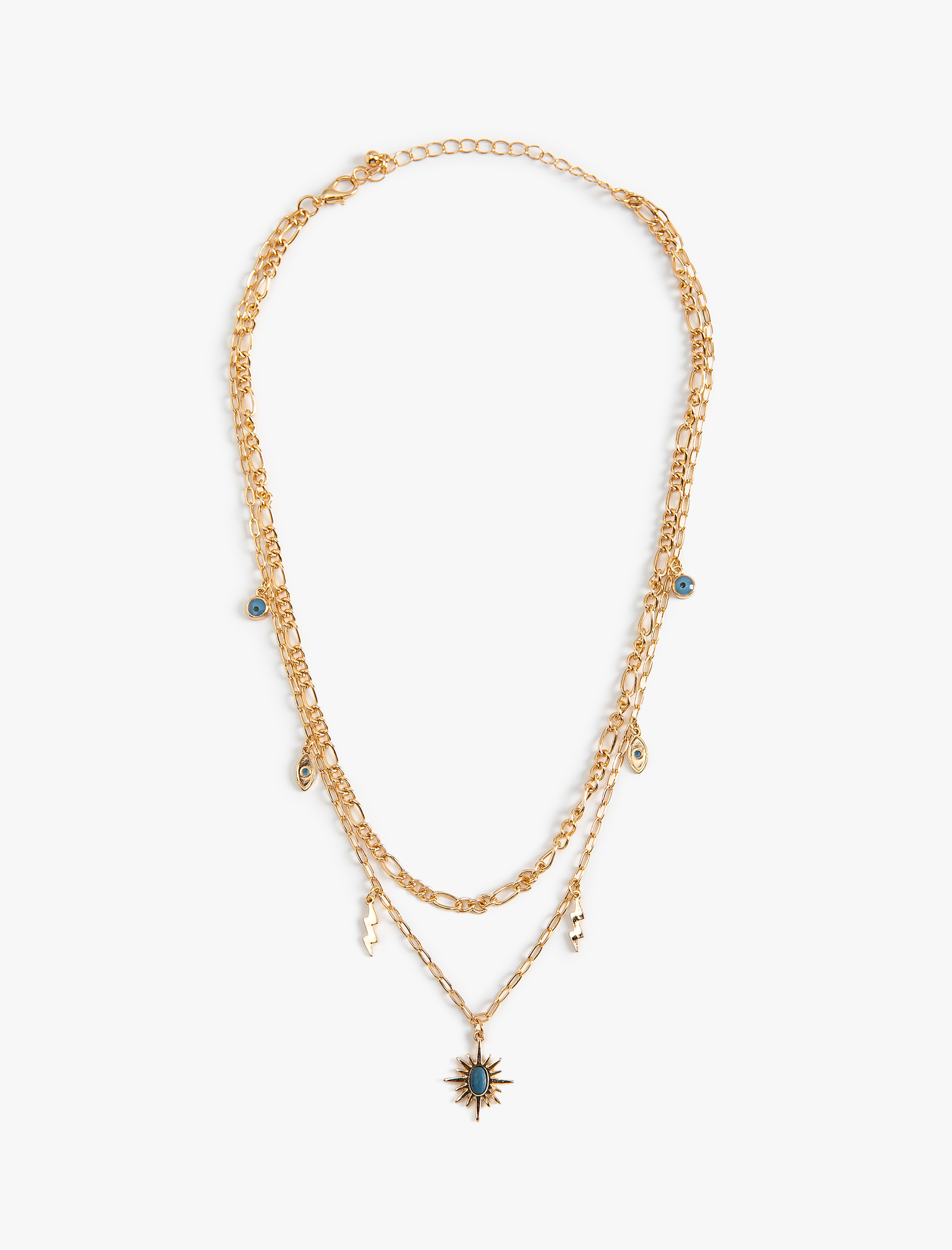  Kadın Taşlı Zincir Kolye 2 Sıralı