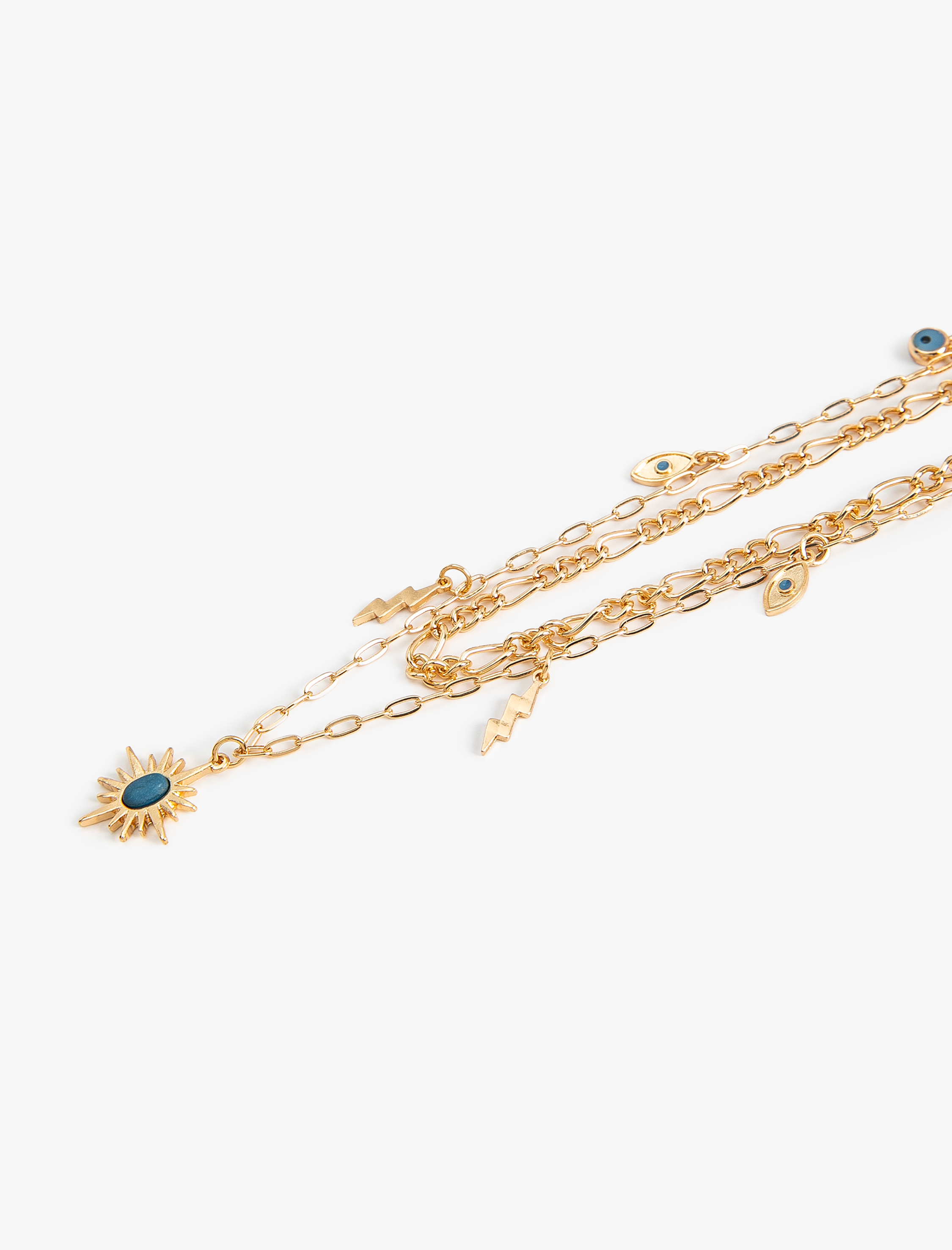  Kadın Taşlı Zincir Kolye 2 Sıralı