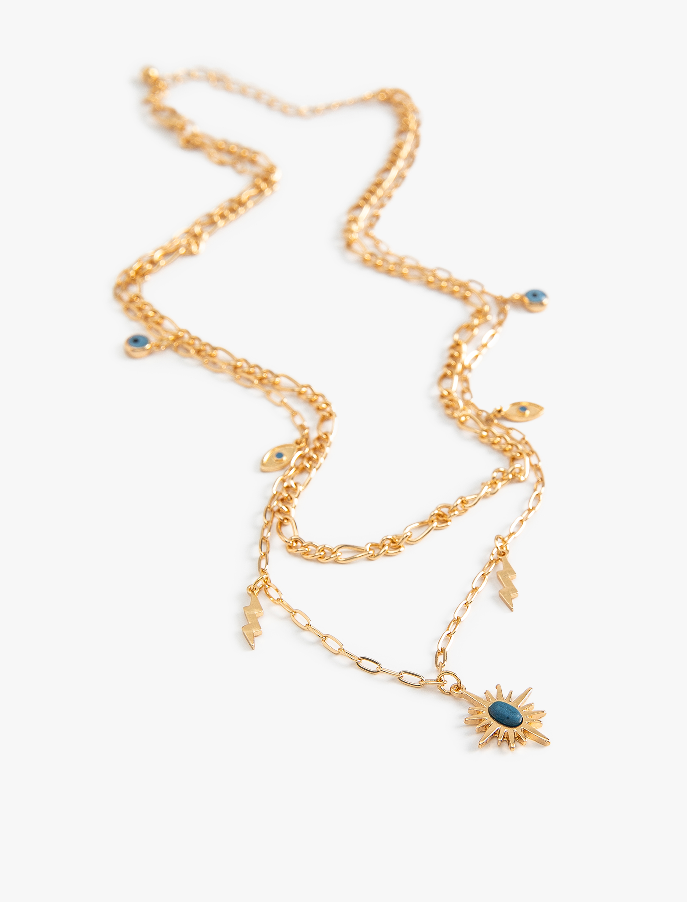  Kadın Taşlı Zincir Kolye 2 Sıralı