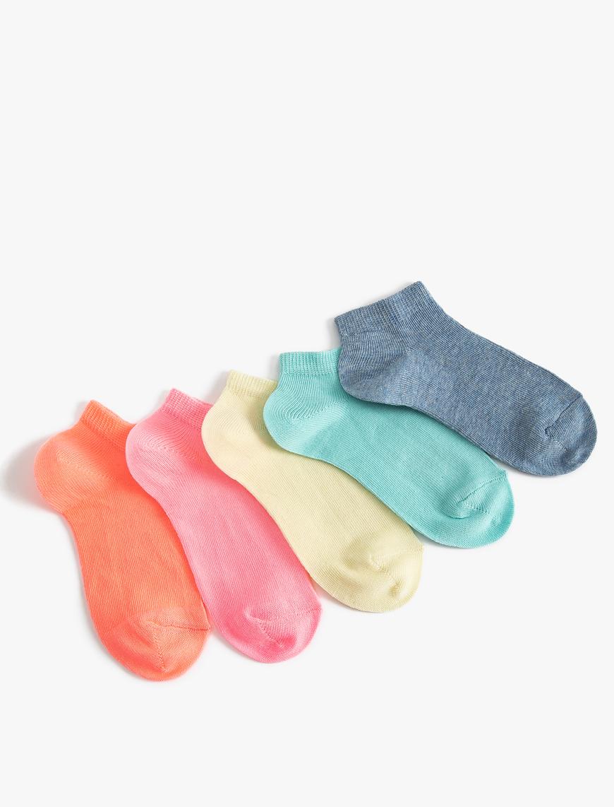  Kız Çocuk 5'li Çok Renkli Basic Patik Çorap Seti