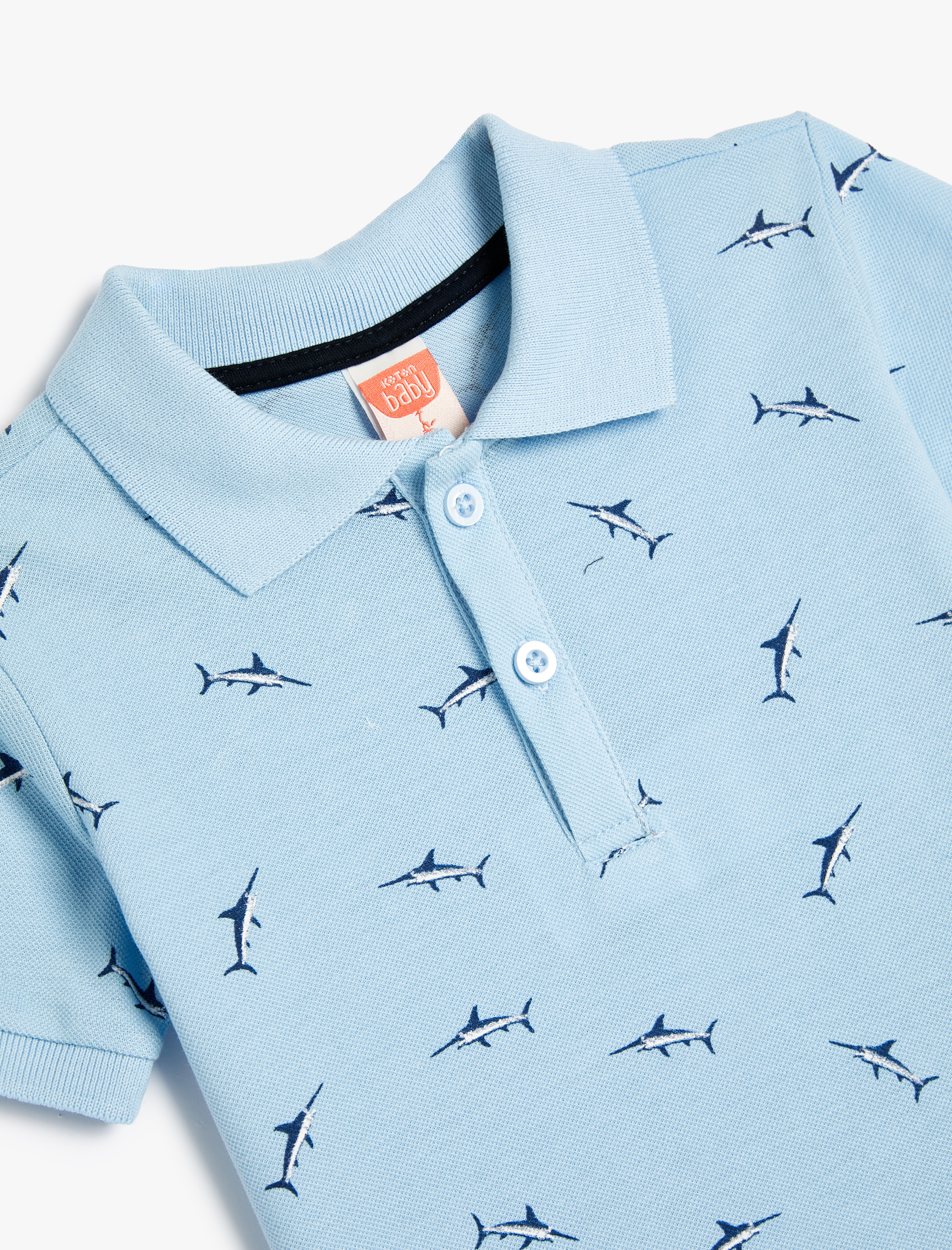  Erkek Bebek Polo Yaka Tişört Baskılı Dokulu Kısa Kollu Pamuklu