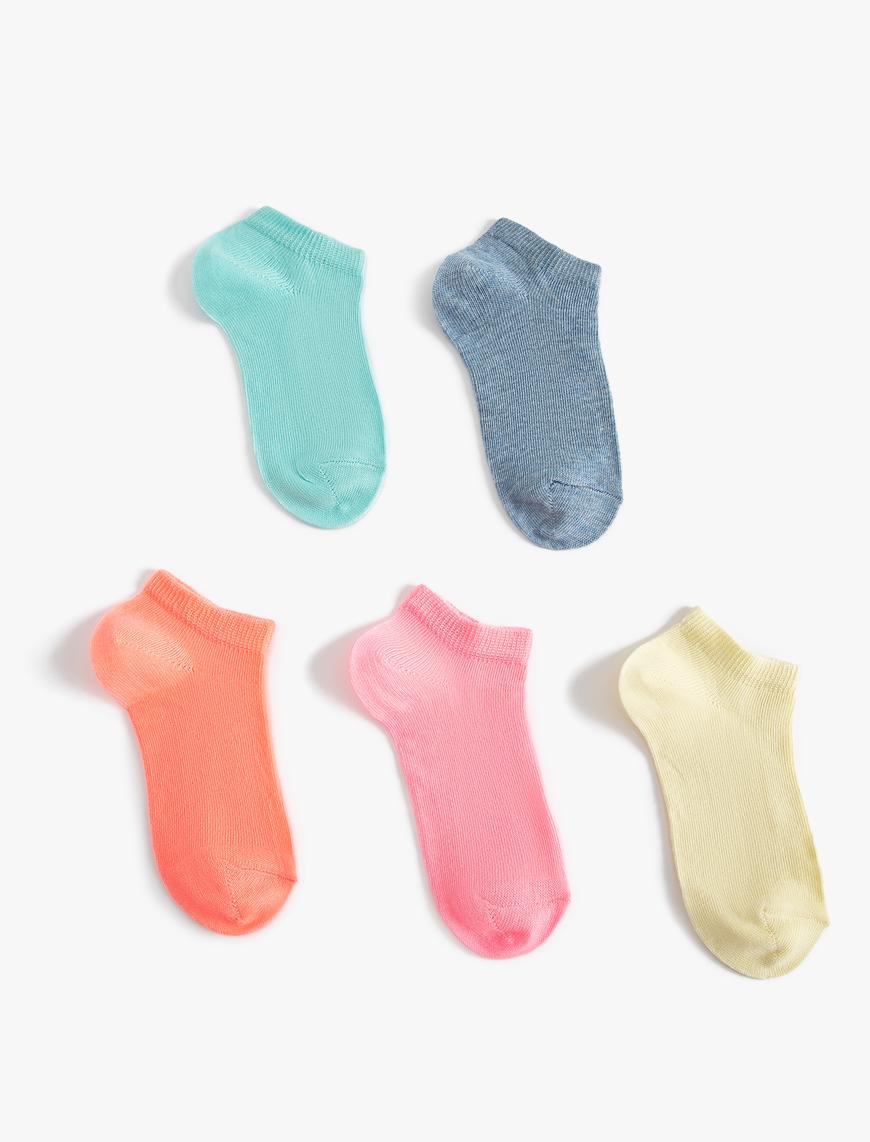  Kız Çocuk 5'li Çok Renkli Basic Patik Çorap Seti