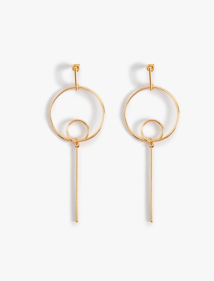 Kadın Çelik Küpe Geometrik Sallantılı