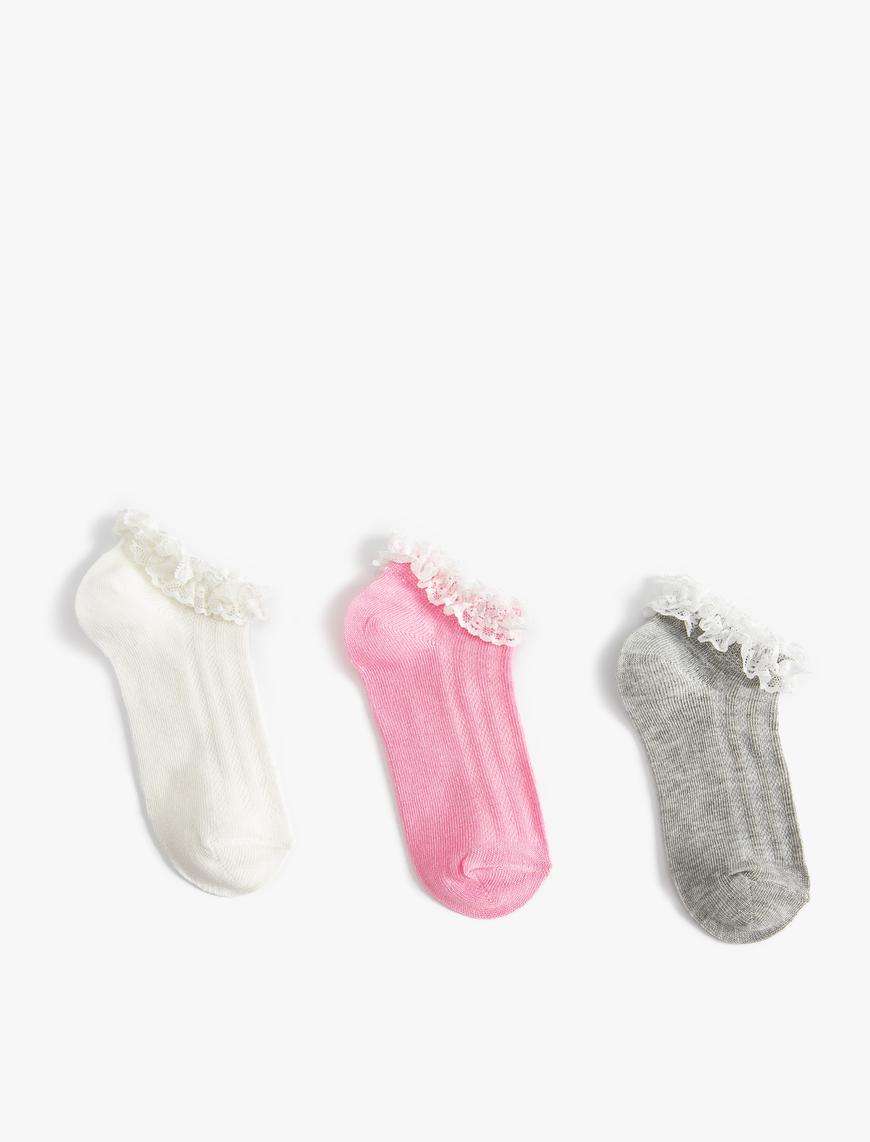  Kız Çocuk 3'lü Basic Patik Çorap Seti