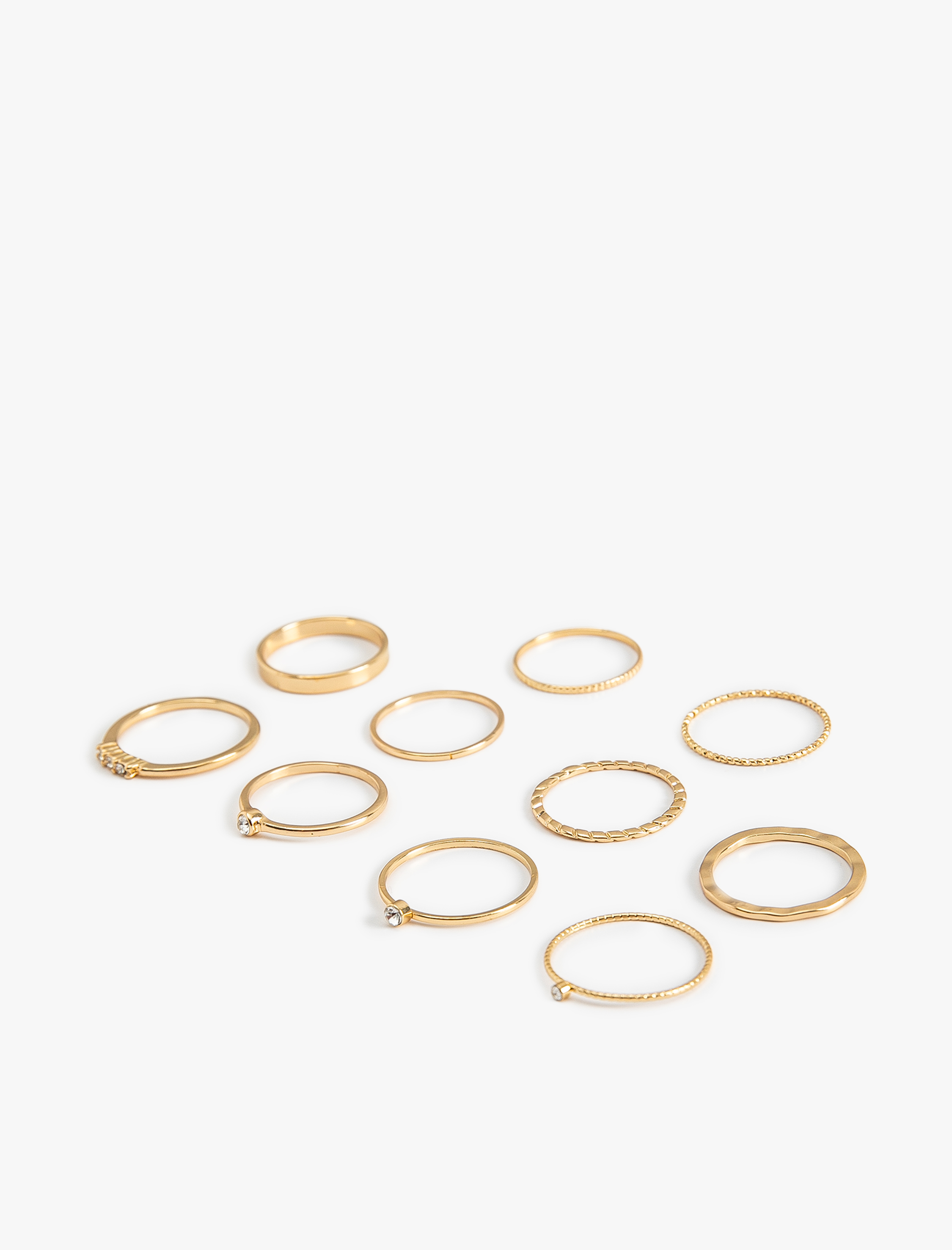  Kadın Yüzük Seti 10'lu Pirinç Taşlı