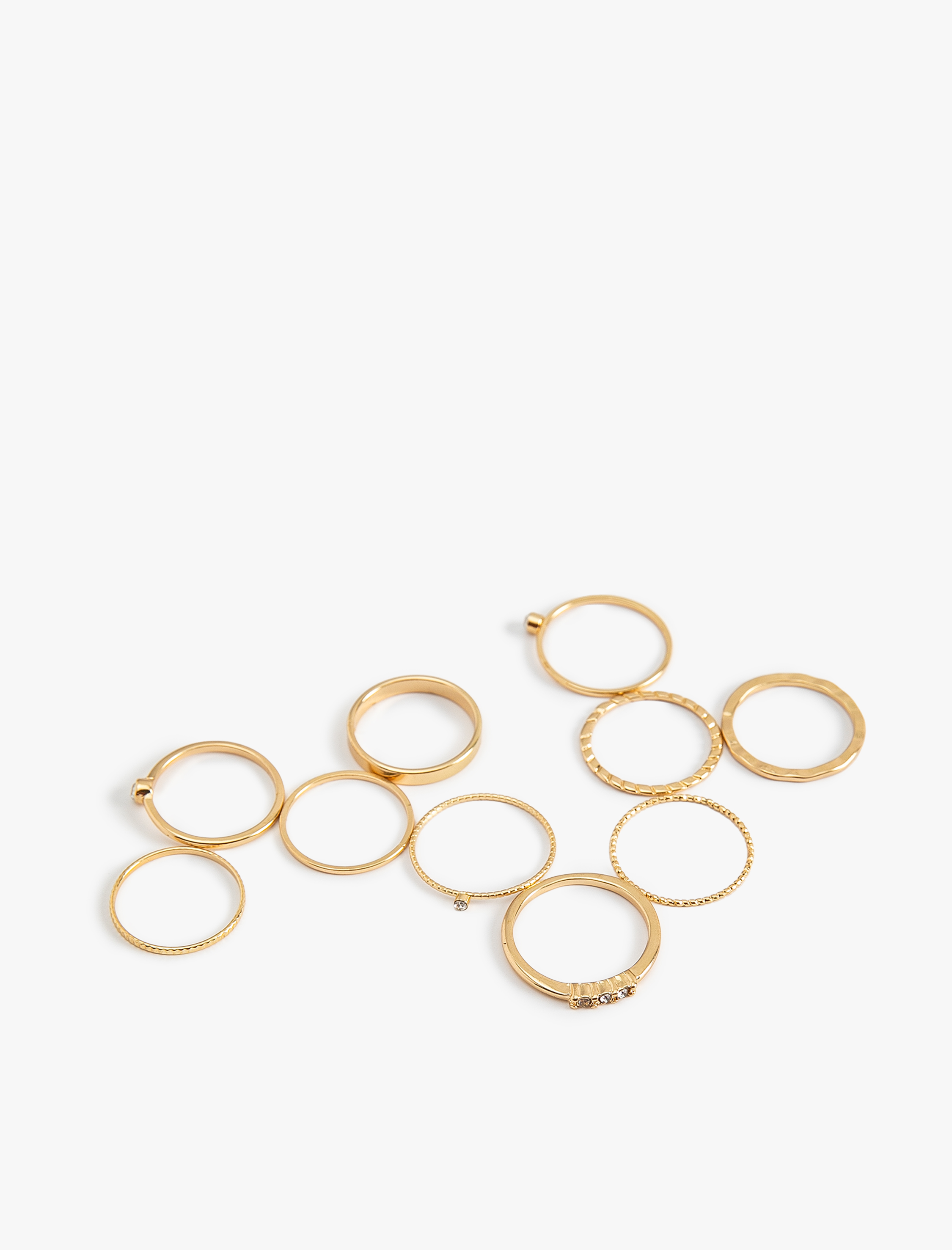  Kadın Yüzük Seti 10'lu Pirinç Taşlı