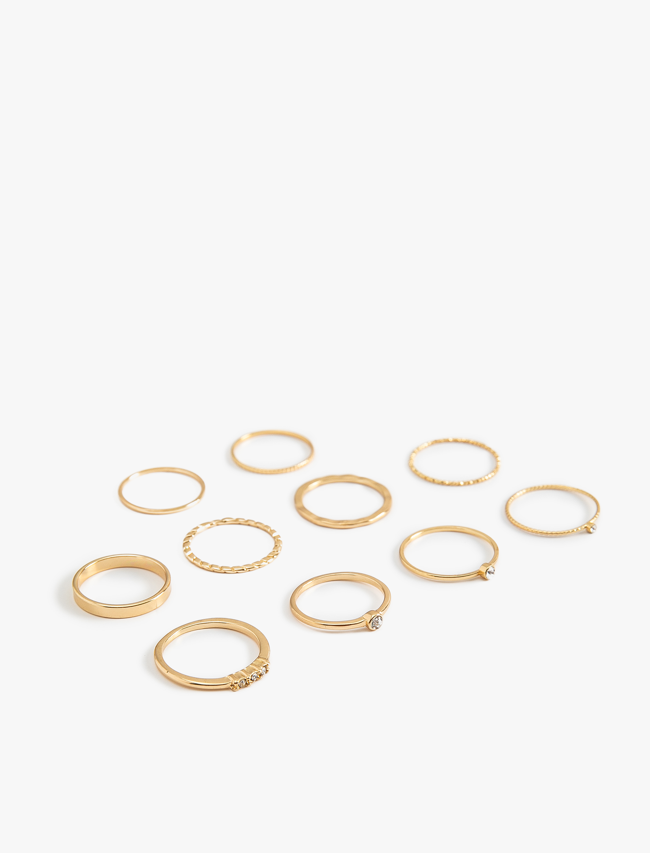  Kadın Yüzük Seti 10'lu Pirinç Taşlı