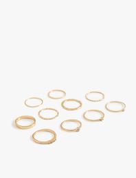 Yüzük Seti 10'lu Pirinç Taşlı