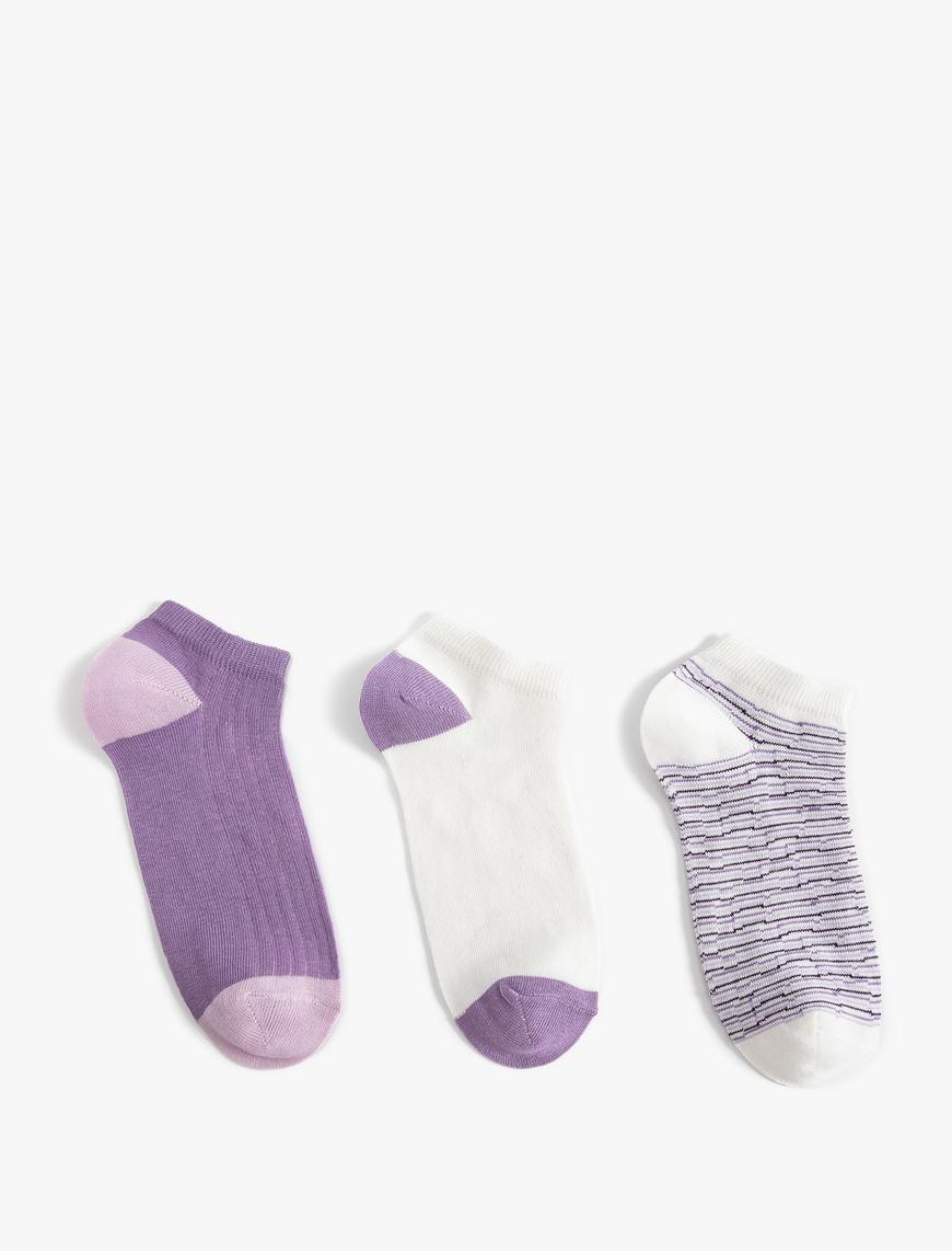  Kadın 3'lü Patik Çorap Seti Çok Renkli