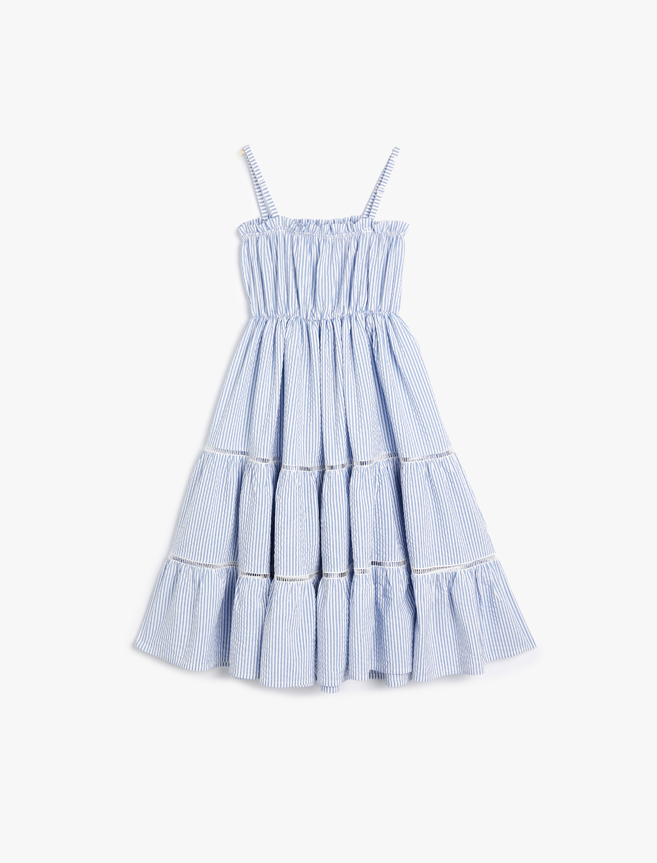  Kız Çocuk Elbise Midi Boy İnce Ayarlanabilir Askılı Pamuklu