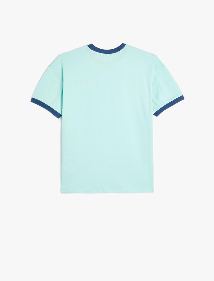 Erkek Çocuk Tişört İşleme Detaylı Kısa Kollu Bisiklet Yaka Pamuklu