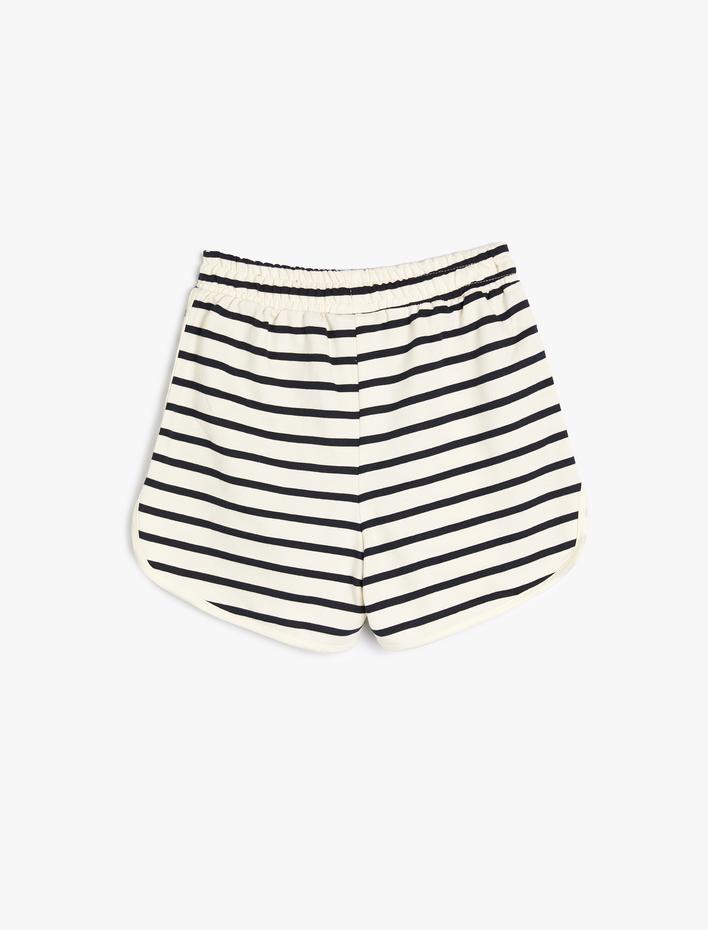 Kız Çocuk Şort Biyeli Beli Bağlamalı Pamuklu