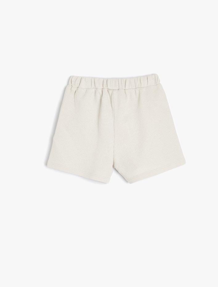 Erkek Bebek Basic Şort Beli Lastikli Dokulu Pamuklu
