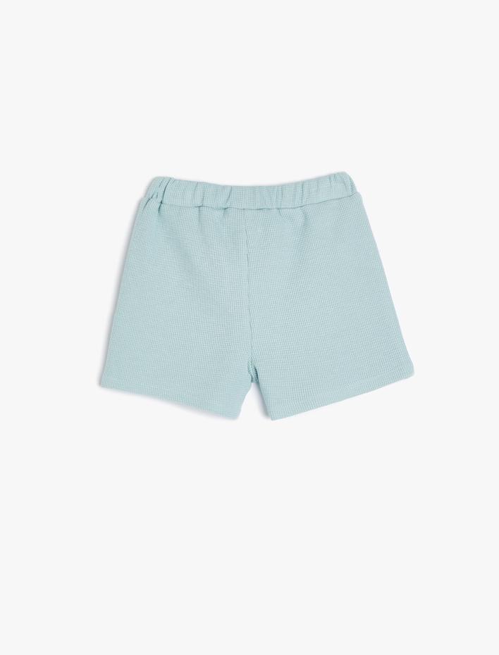 Erkek Bebek Basic Şort Beli Lastikli Dokulu Pamuklu