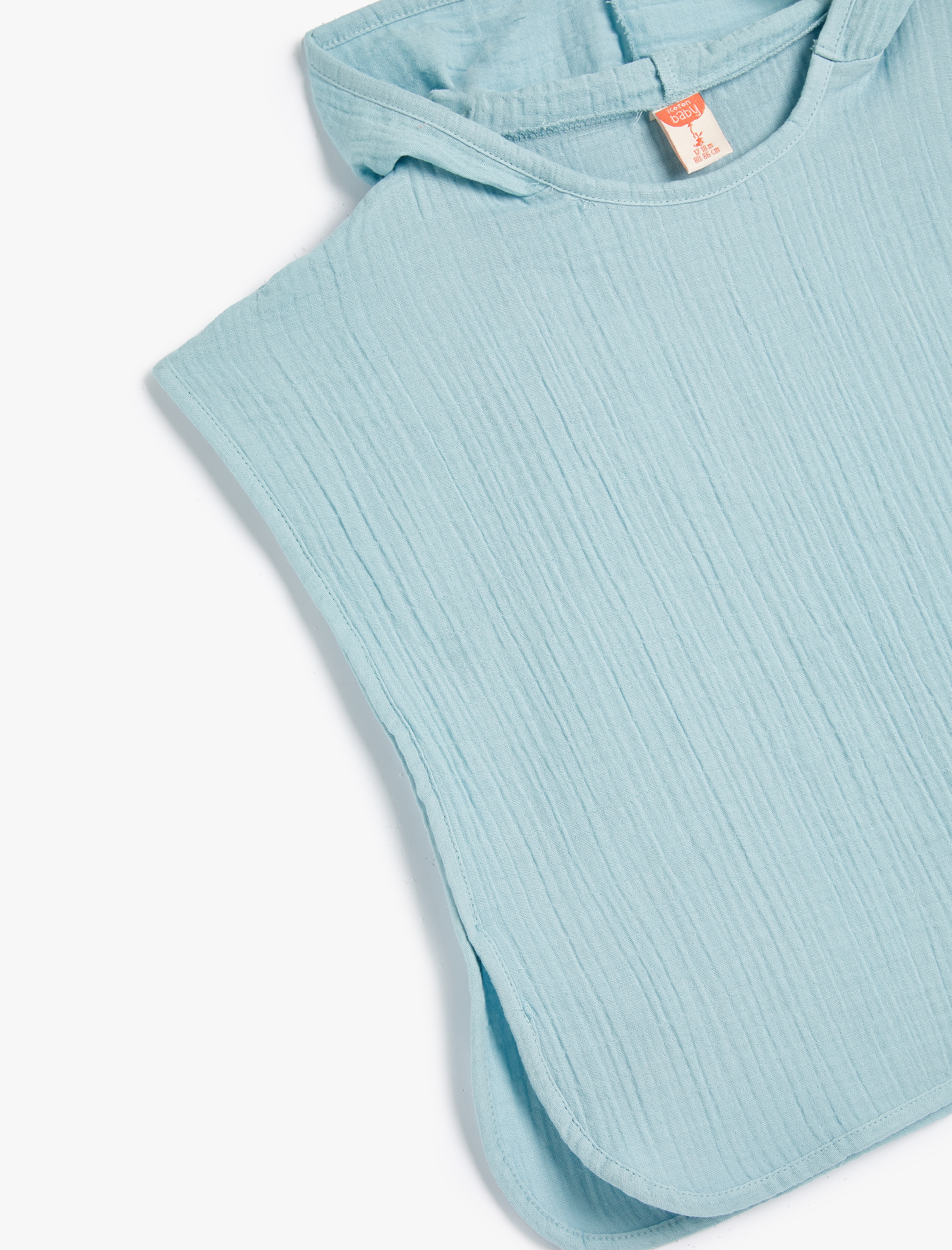  Erkek Bebek Kapşonlu Panço Müslin Kumaş Pamuklu