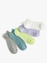 5'li Patik Çorap Seti Fırfır Detaylı Çok Renkli