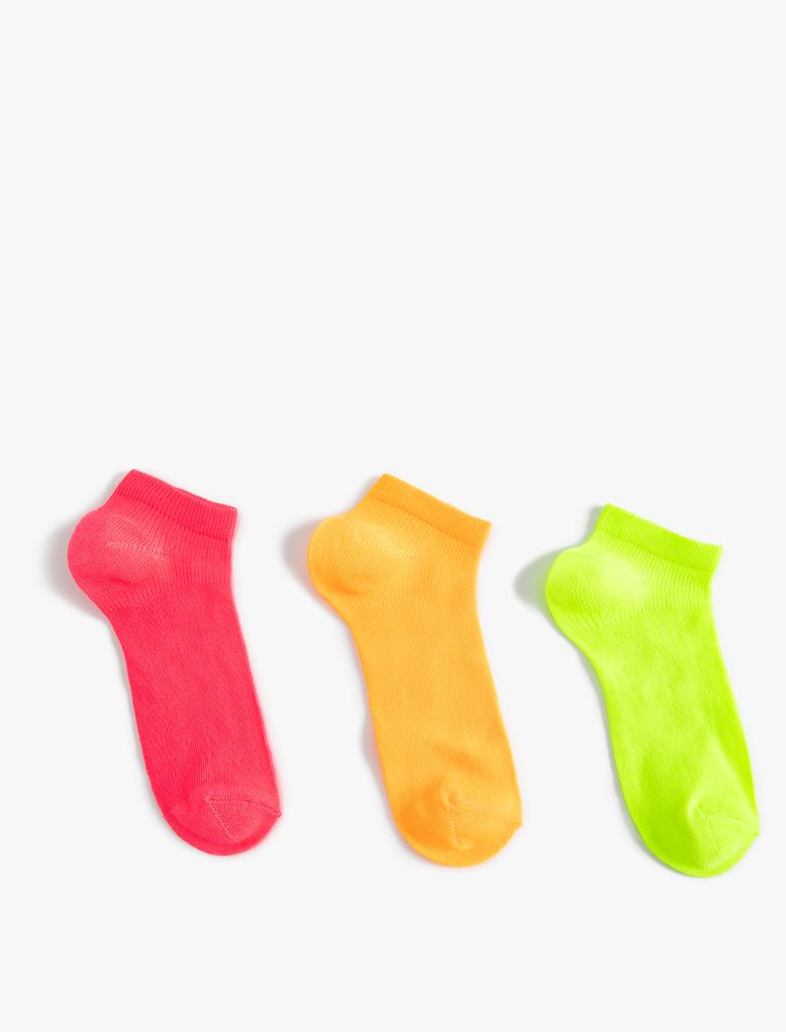  Kız Çocuk 3'lü Çok Renkli Basic Patik Çorap Seti