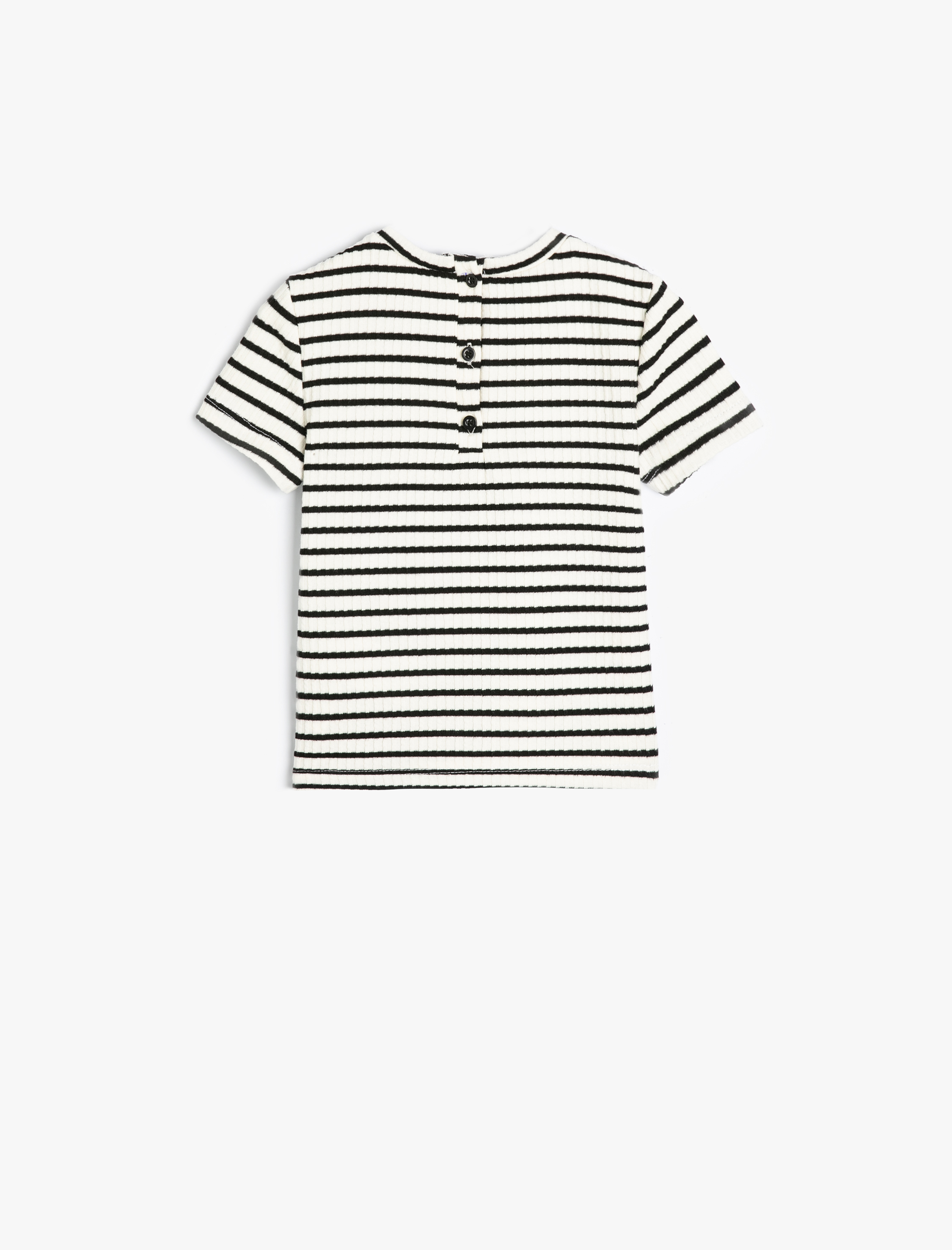  Kız Bebek Tişört Kısa Kollu Yuvarlak Yaka Ribanalı