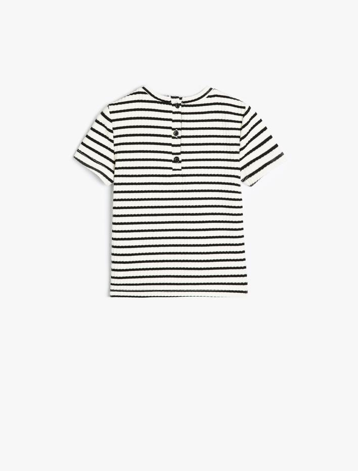 Kız Bebek Tişört Kısa Kollu Yuvarlak Yaka Ribanalı