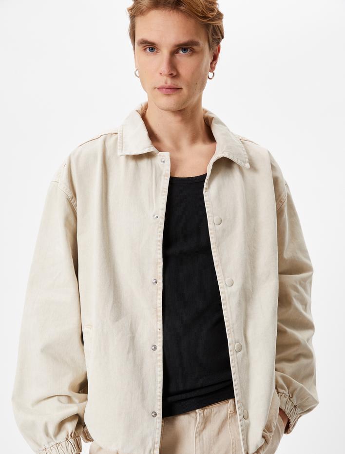  Kot Ceket Klasik Yaka Çıtçıt Düğmeli Cepli Beli Bağcıklı