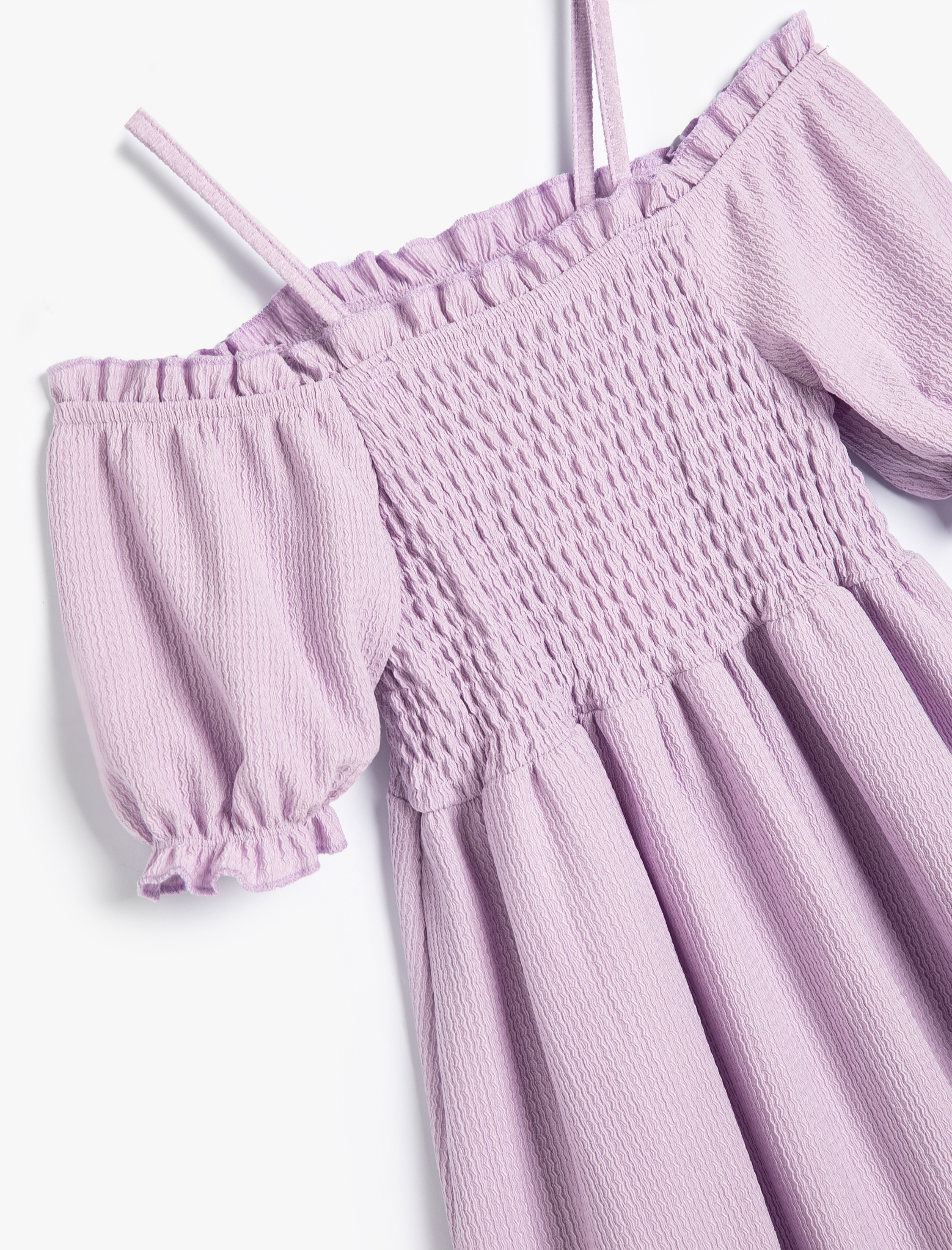  Kız Çocuk Parti Elbisesi Düşük Omuz Balon Kollu Askılı