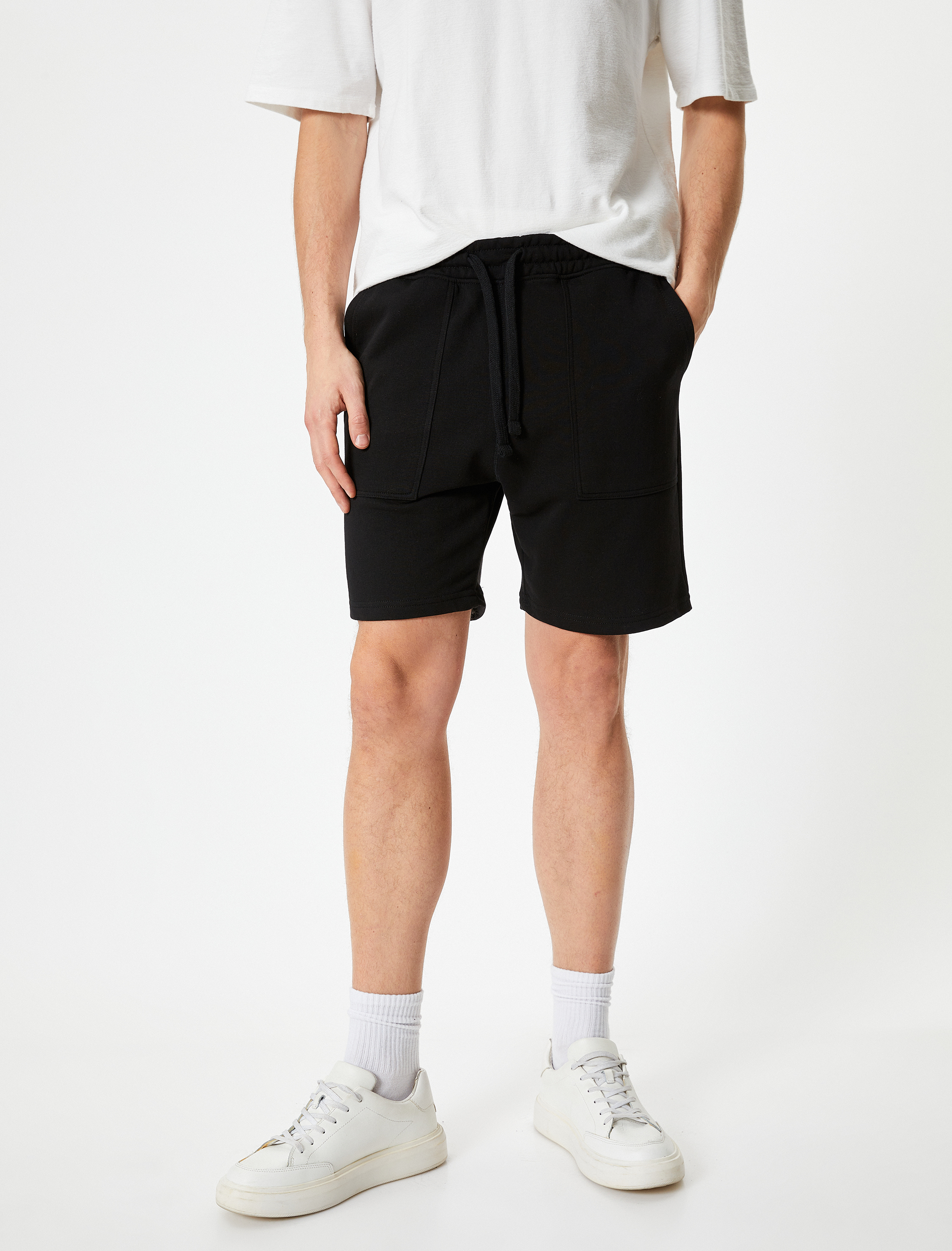   Basic Dokuma Şort Beli Bağcıklı Cep Detaylı