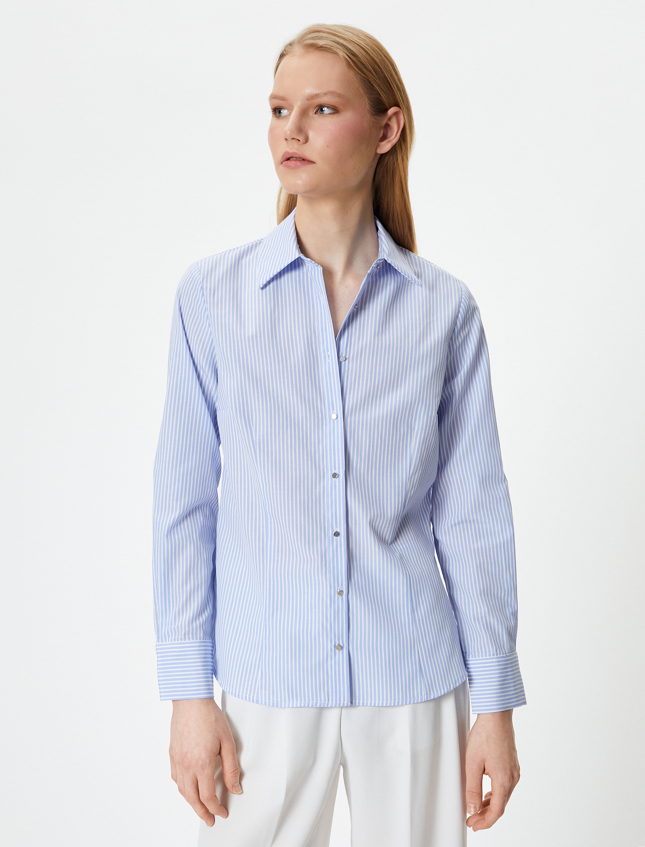   Slim Fit Gömlek Düğmeli Uzun Kollu