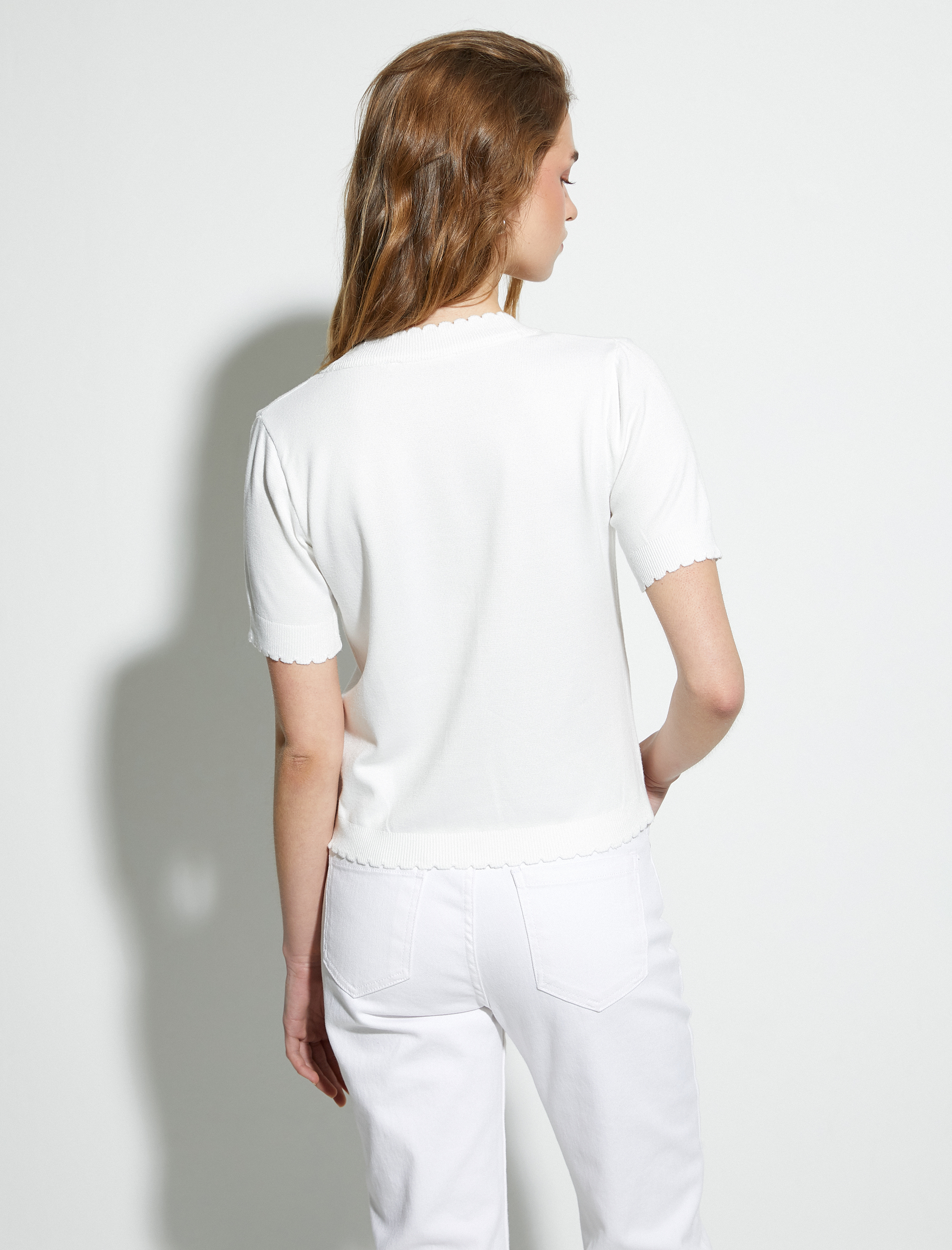   Kalp Düğmeli Kısa Kollu Hırka