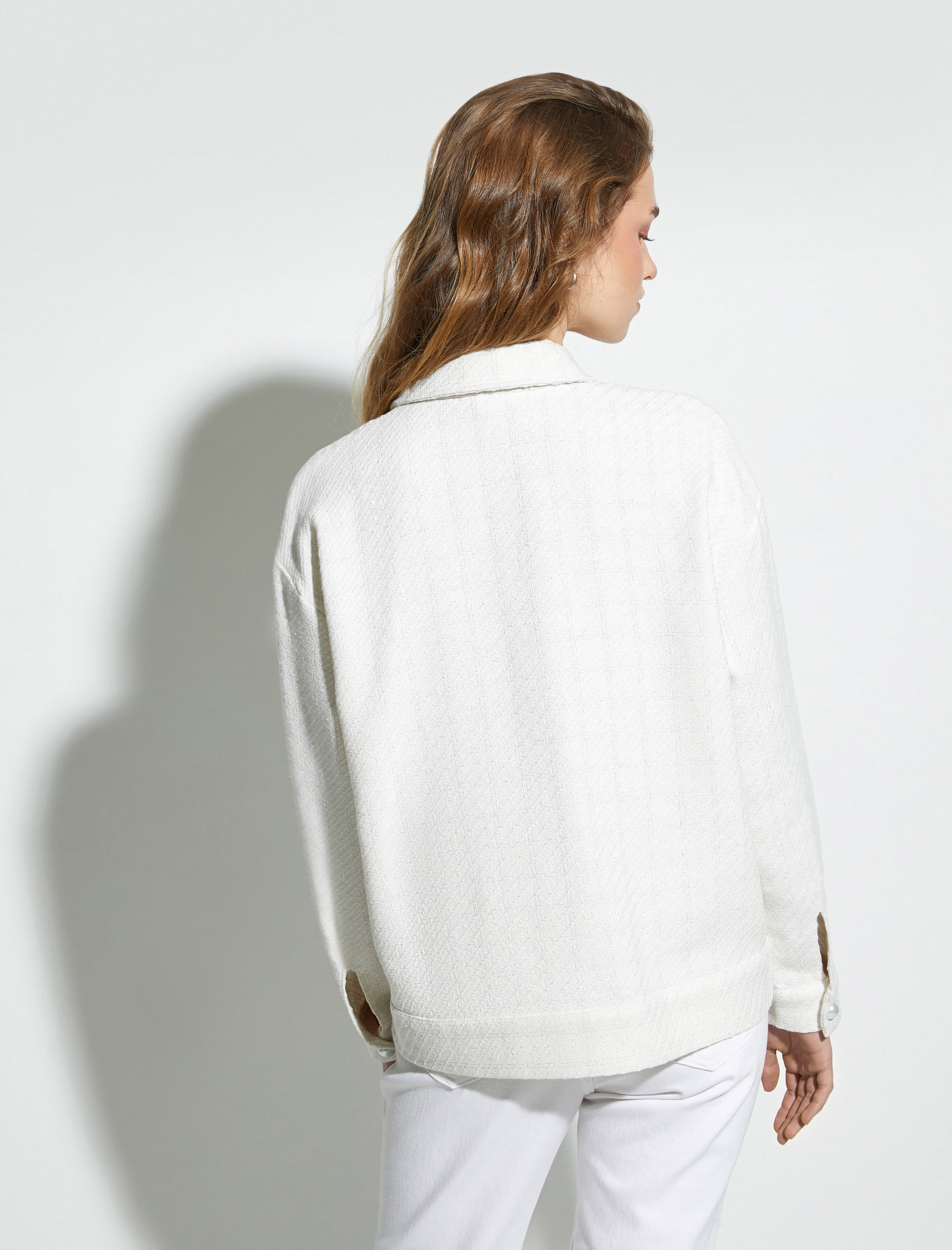   Gömlek Ceket Kapaklı Cepli İnci Düğmeli Metalik Sim Detaylı