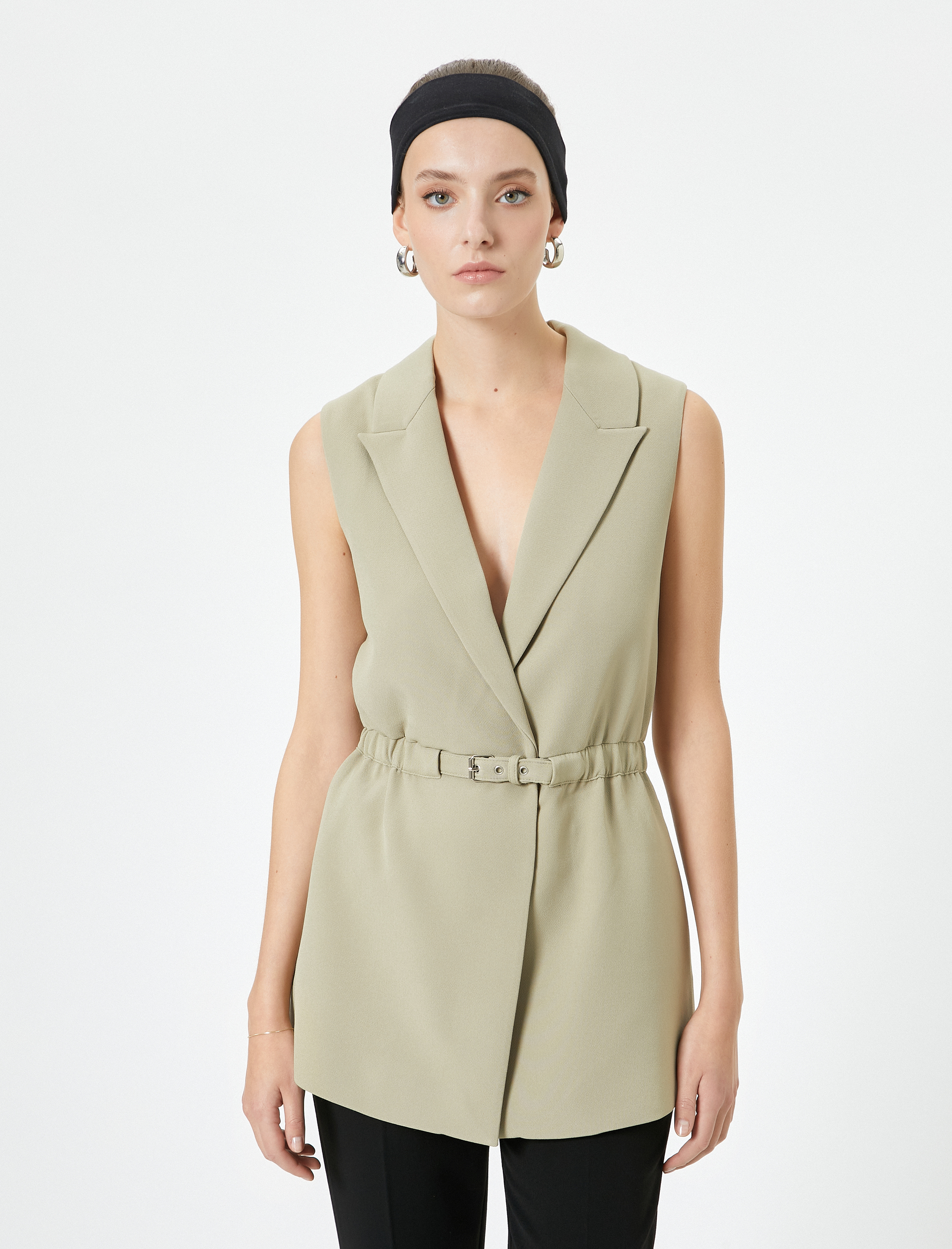   Yelek Kruvaze Kapama Kemer Detaylı