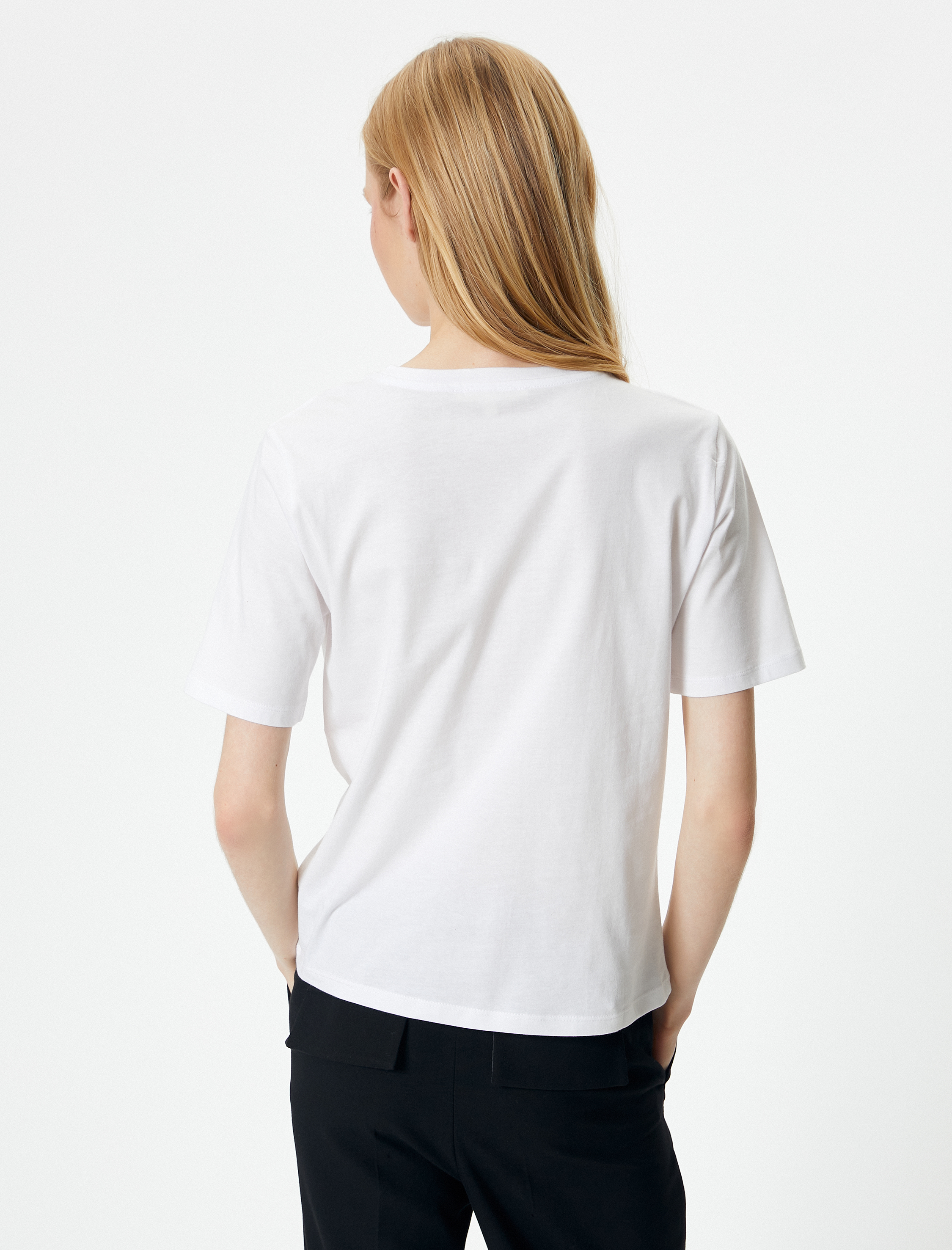   Slogan Baskılı Tişört Kısa Kollu Bisiklet Yaka Pamuklu