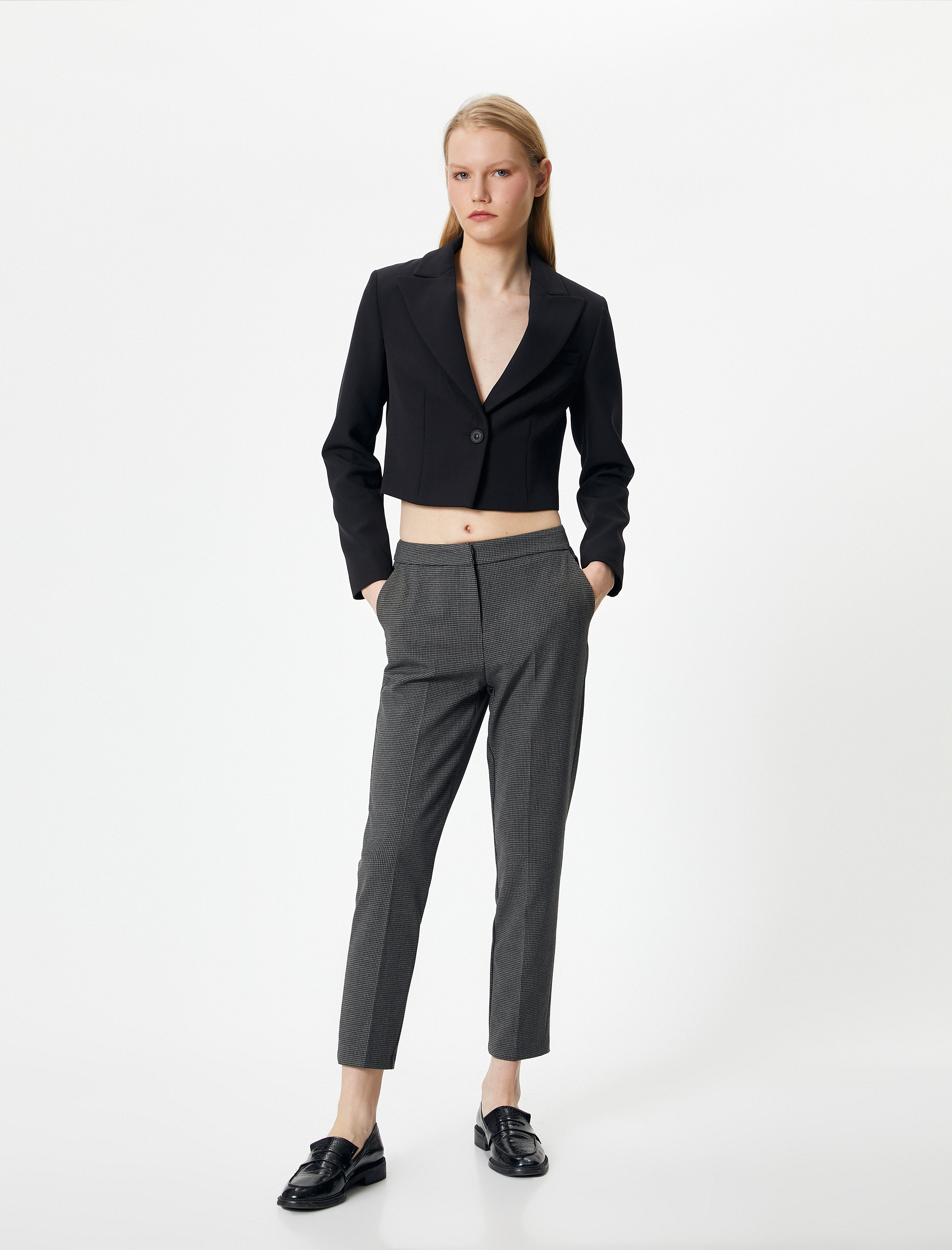   Cigarette Kumaş Pantolon Normal Bel Cepli