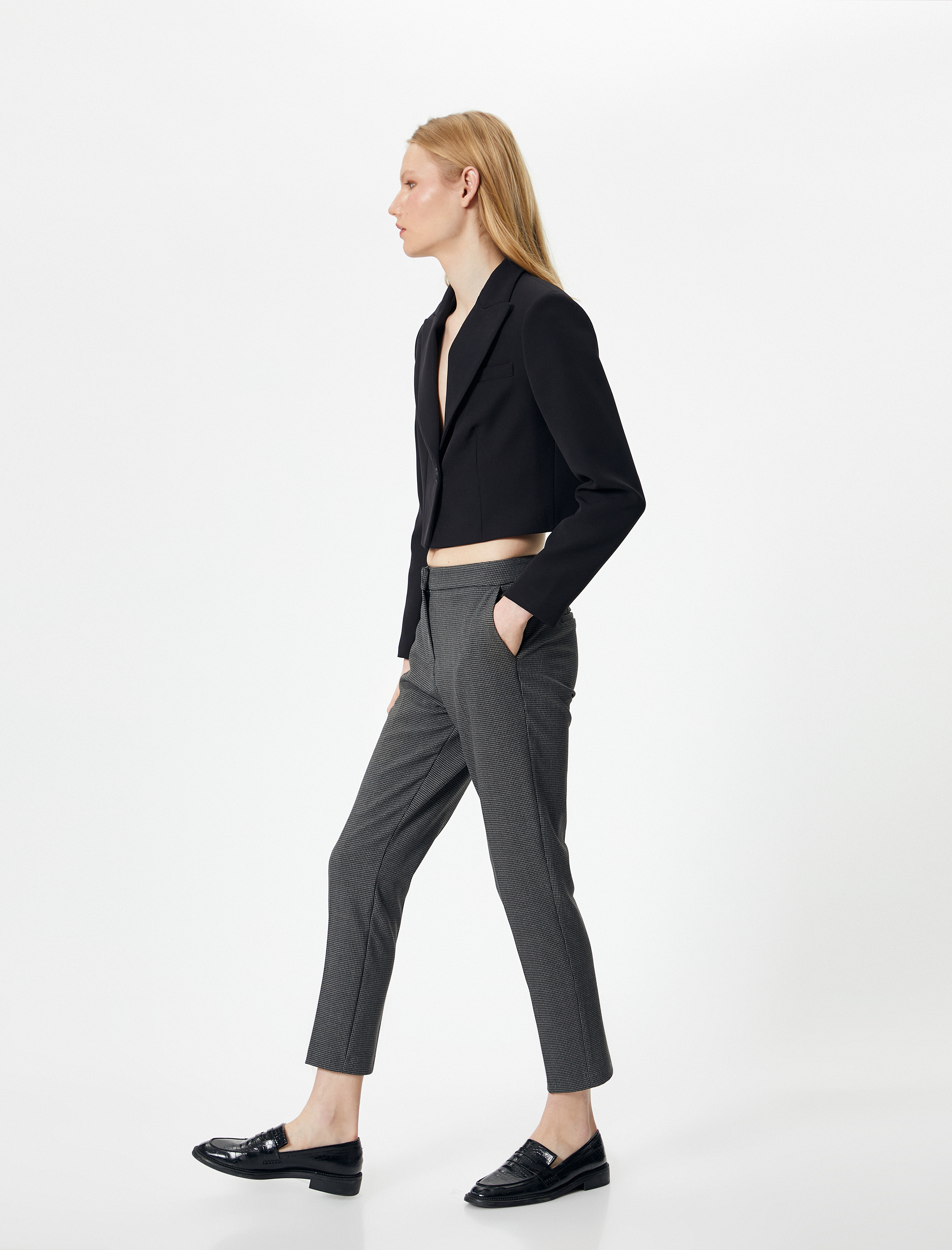   Cigarette Kumaş Pantolon Normal Bel Cepli