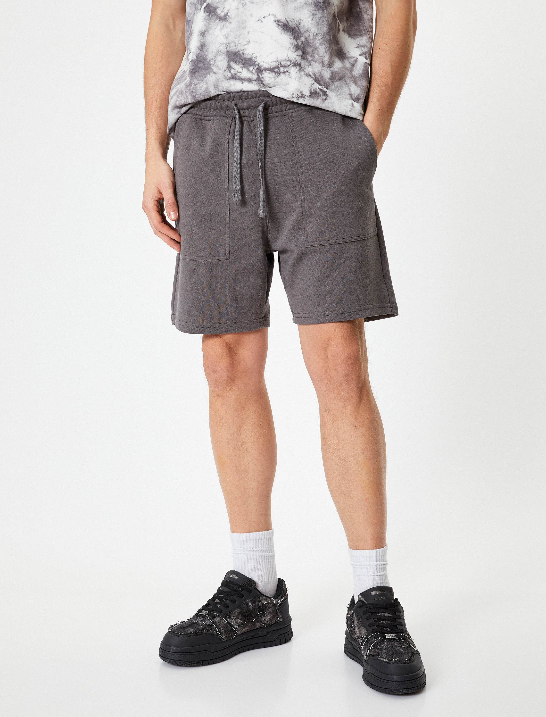   Basic Dokuma Şort Beli Bağcıklı Cep Detaylı