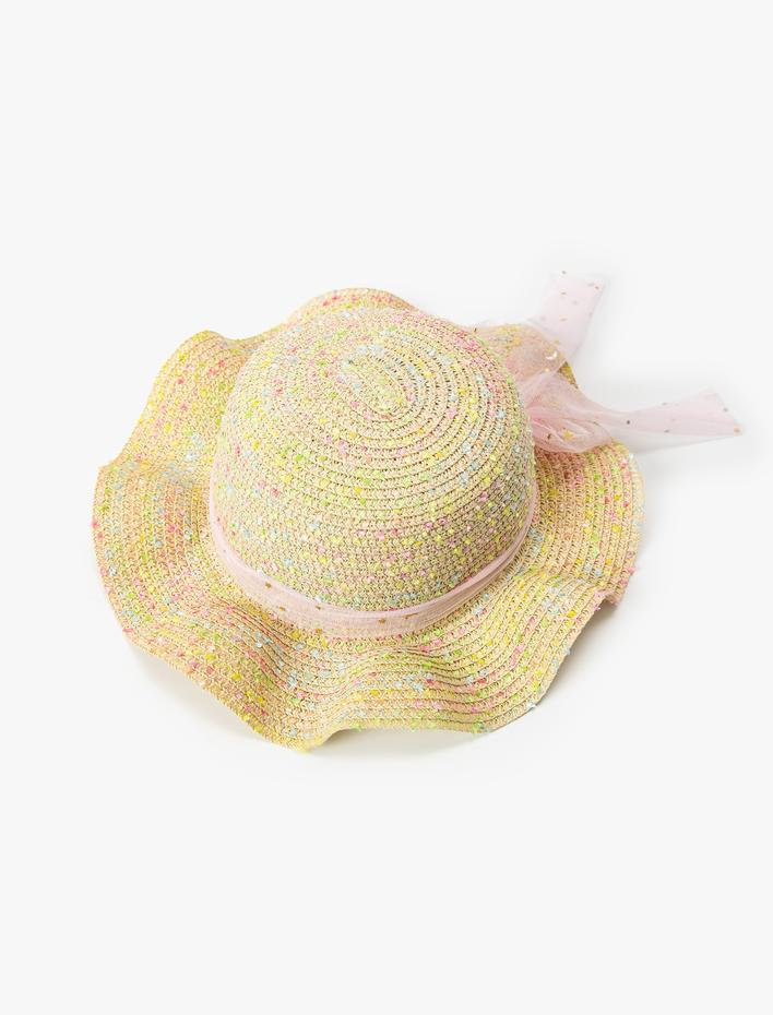 Kız Çocuk Fötr Hasır Şapka Kurdele Detaylı