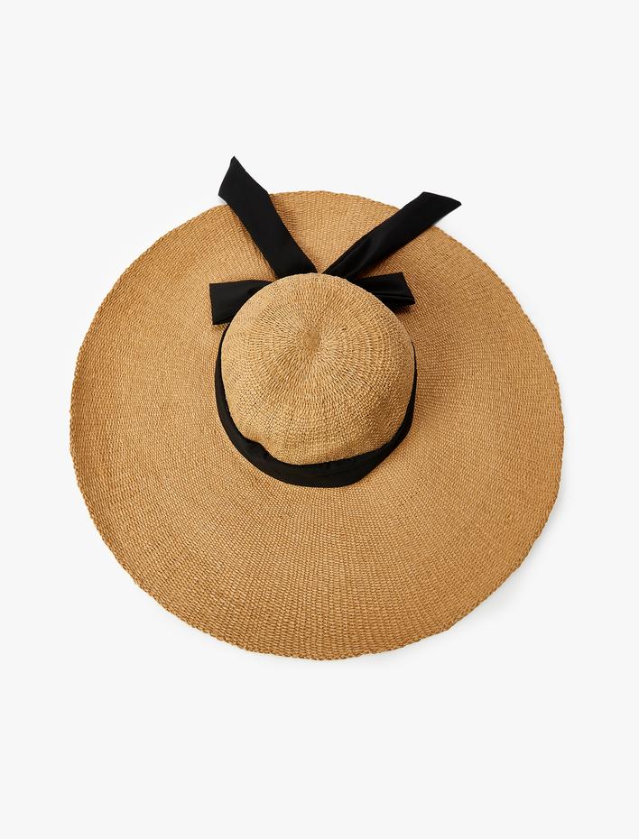 Kadın Hasır Şapka Fiyonk Detaylı