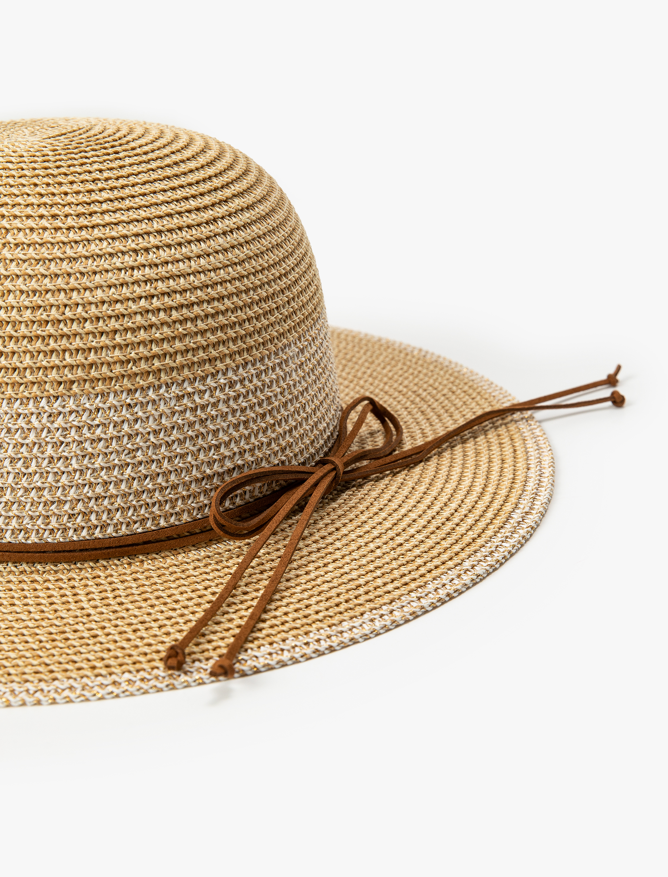  Kadın Bant Detaylı Hasır Şapka