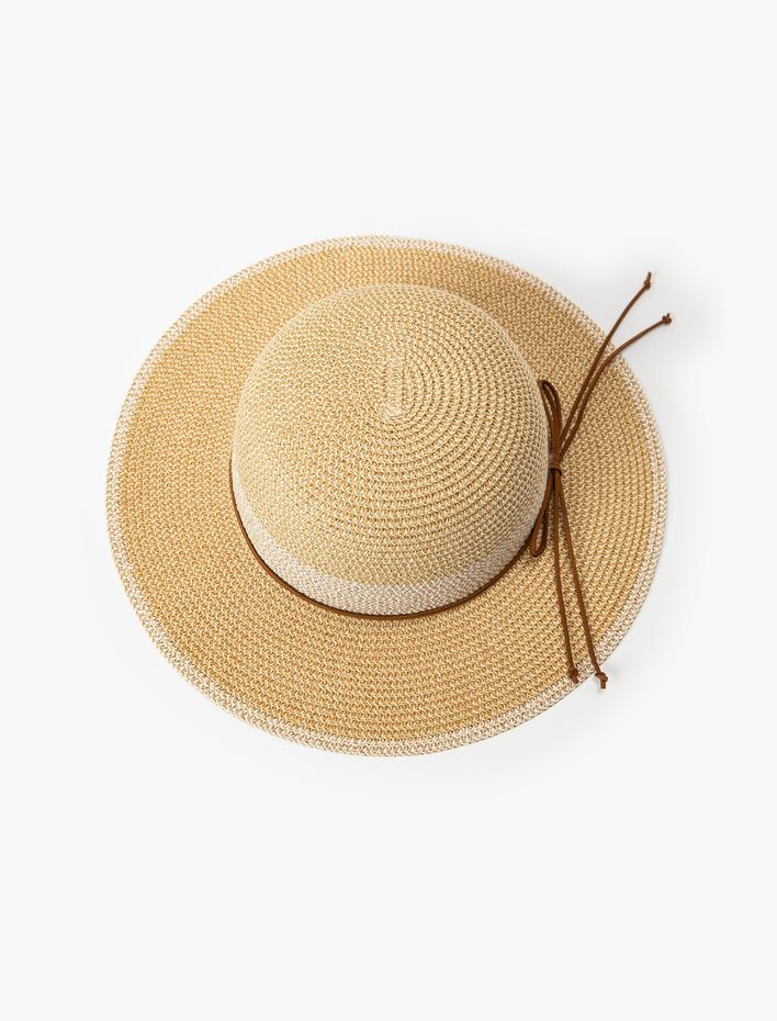 Kadın Bant Detaylı Hasır Şapka