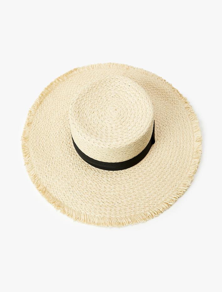 Kadın Hasır Şapka Bant Detaylı