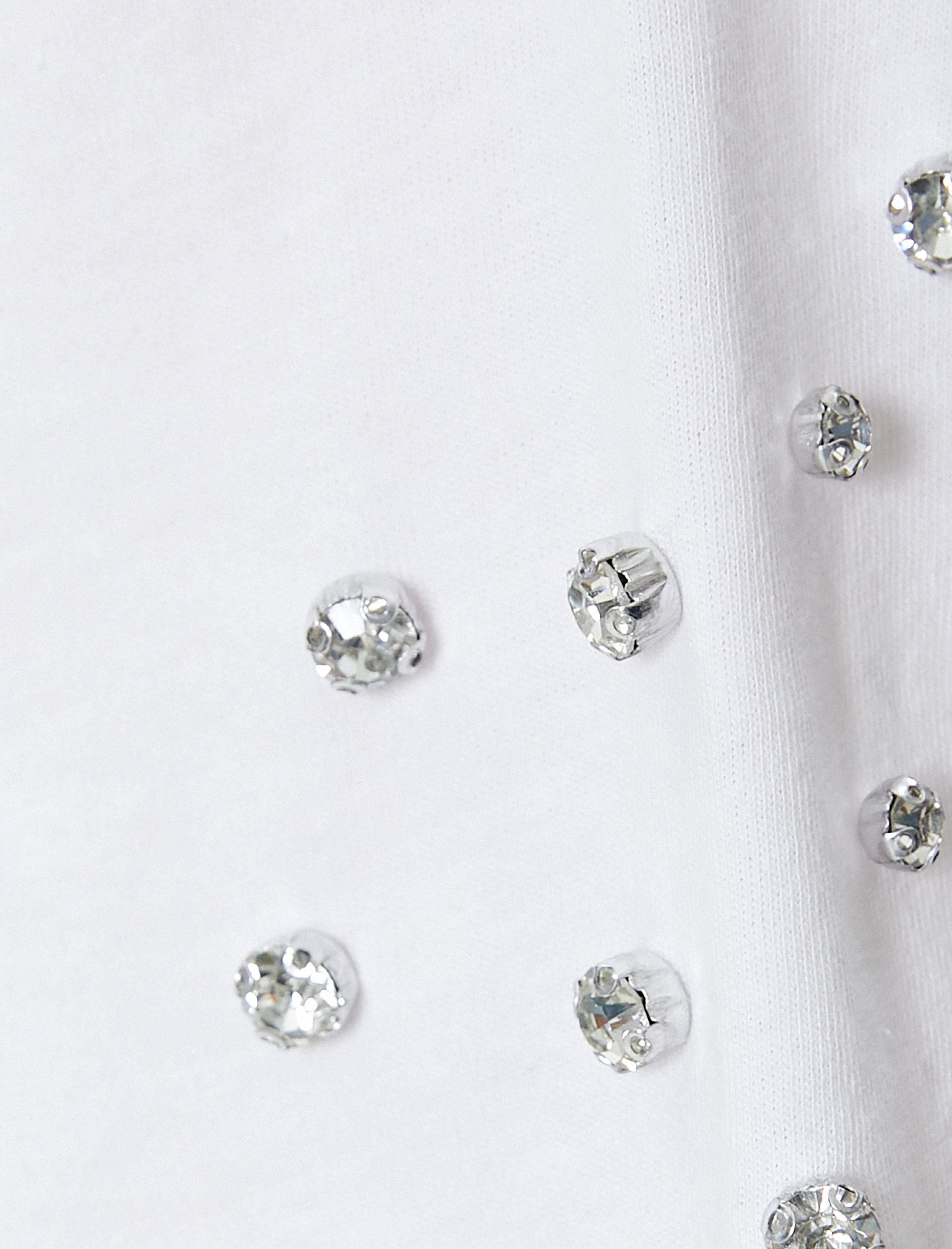   Parlak Taşlı Tişört Bisiklet Yaka Kısa Kollu Pamuklu