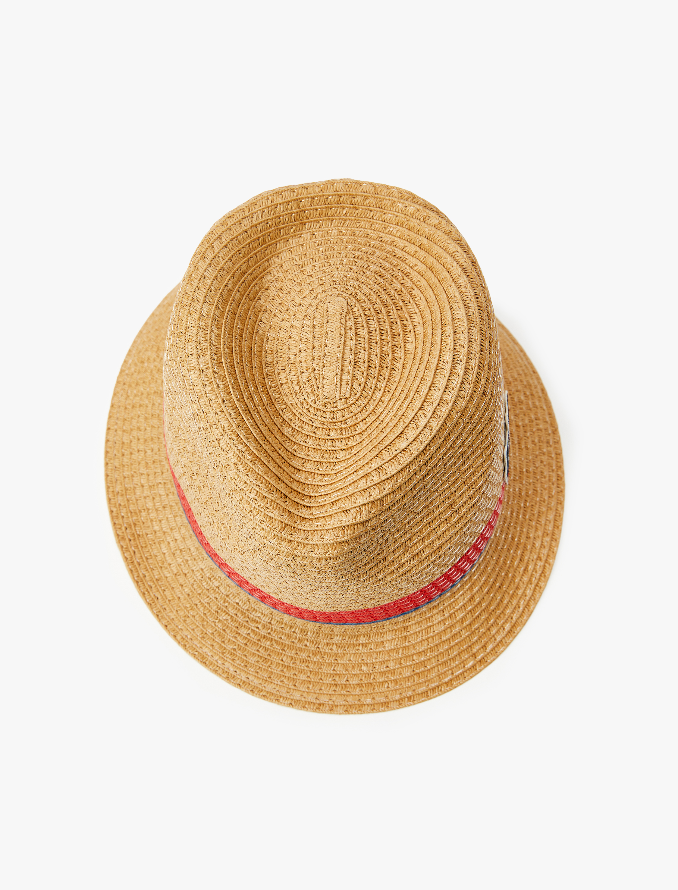  Erkek Çocuk Hasır Fötr Şapka Çizgili Aplikeli