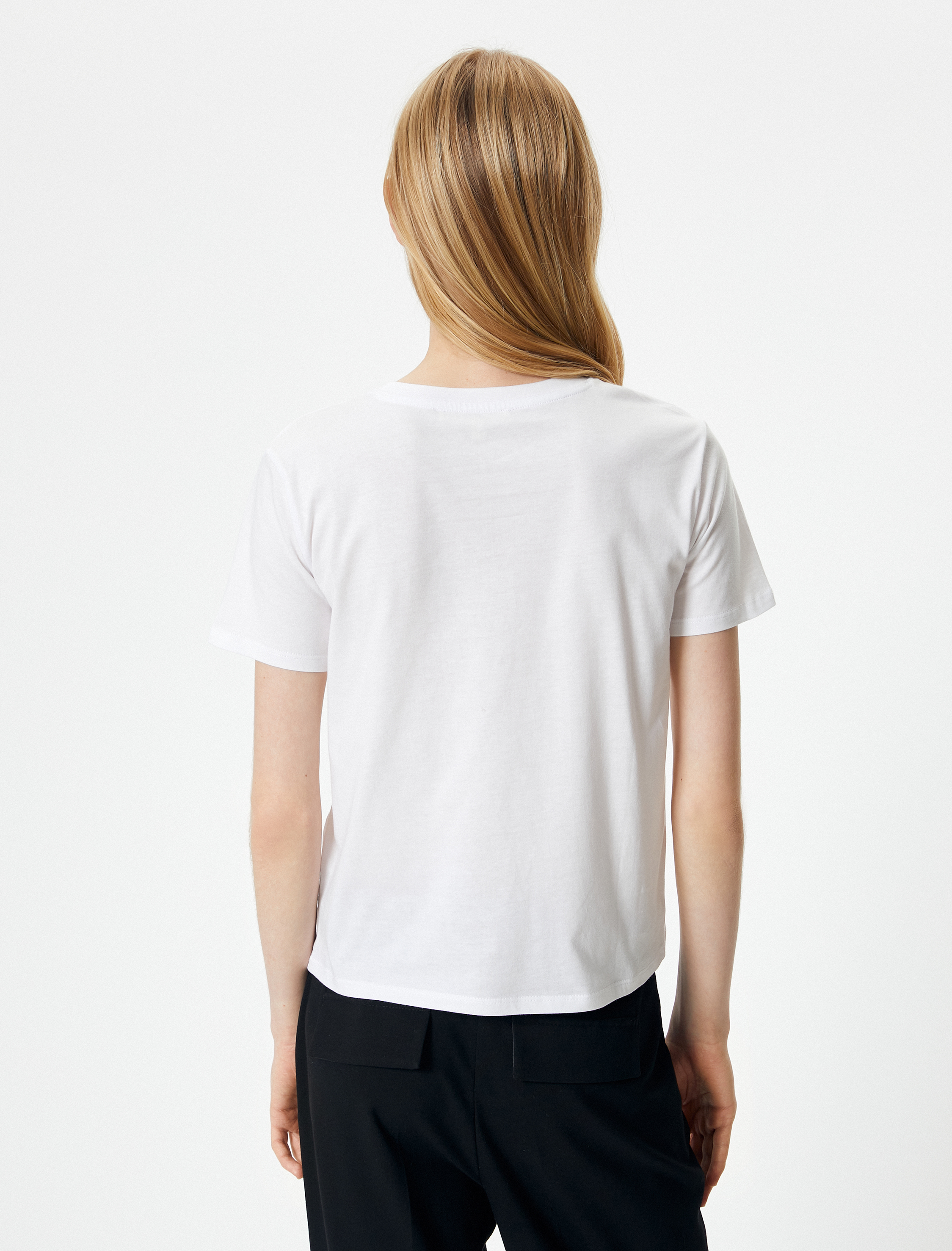   Slogan Baskılı Tişört Kısa Kollu Bisiklet Yaka Pamuklu