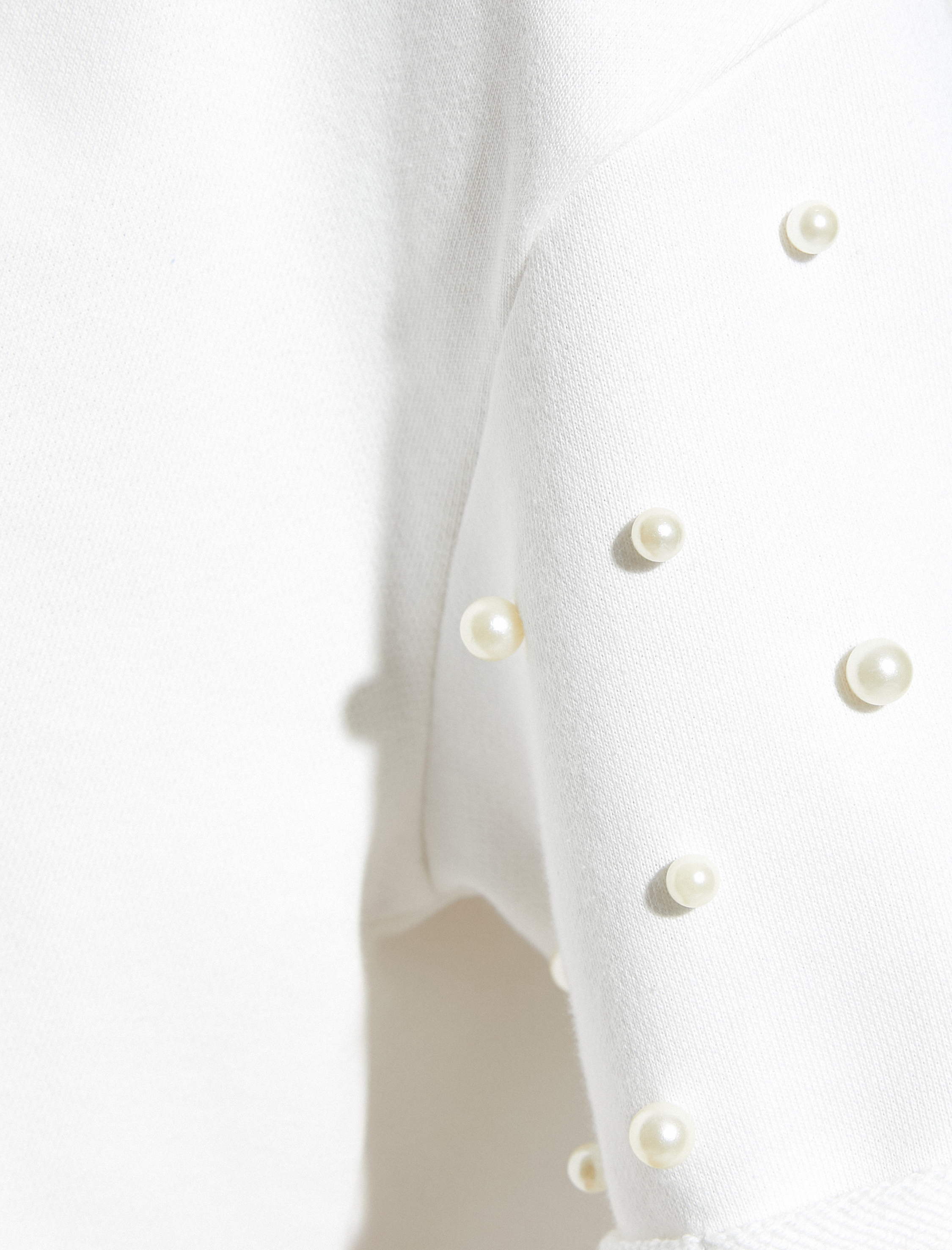   İnci İşlemeli Tişört Kısa Kollu Bisiklet Yaka Standart Kesim